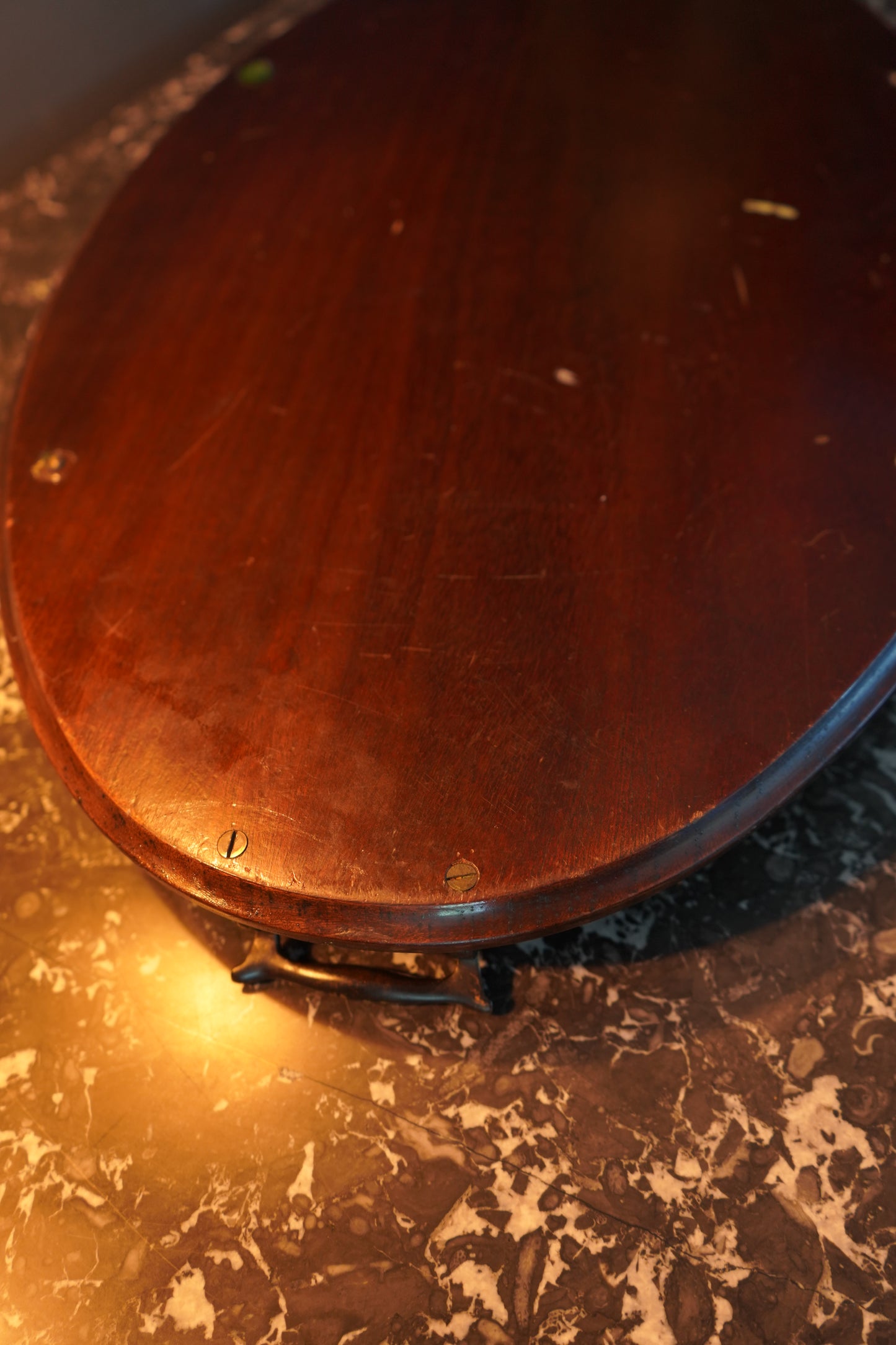 Edwardian Inlaid Mahogany Tray with Marquetry Urn Motif & Brass Handles, c.1900