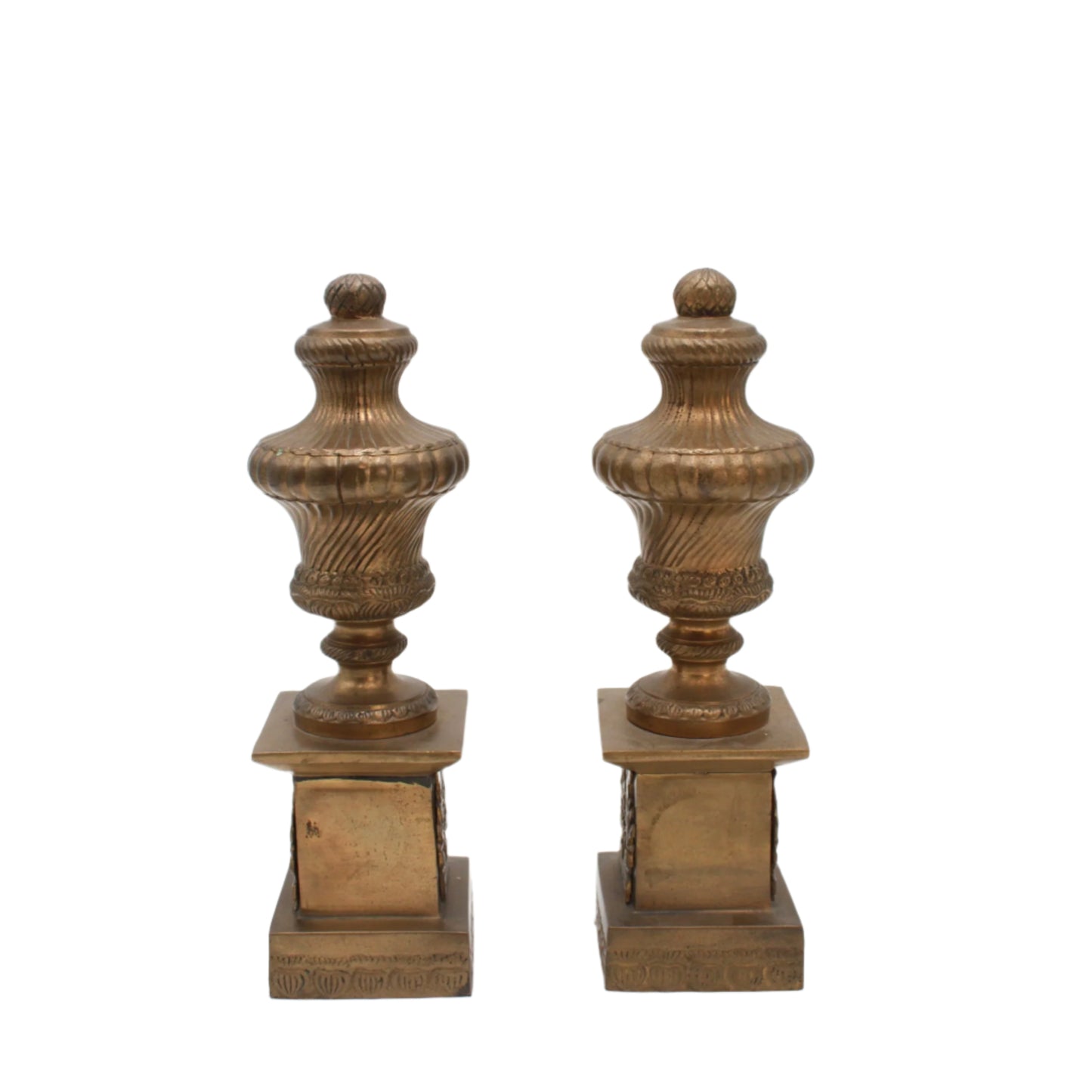 Pair of Antique Brass "Tyneside Scottish" Regimental Urn Bookends – Circa Early 20th Century