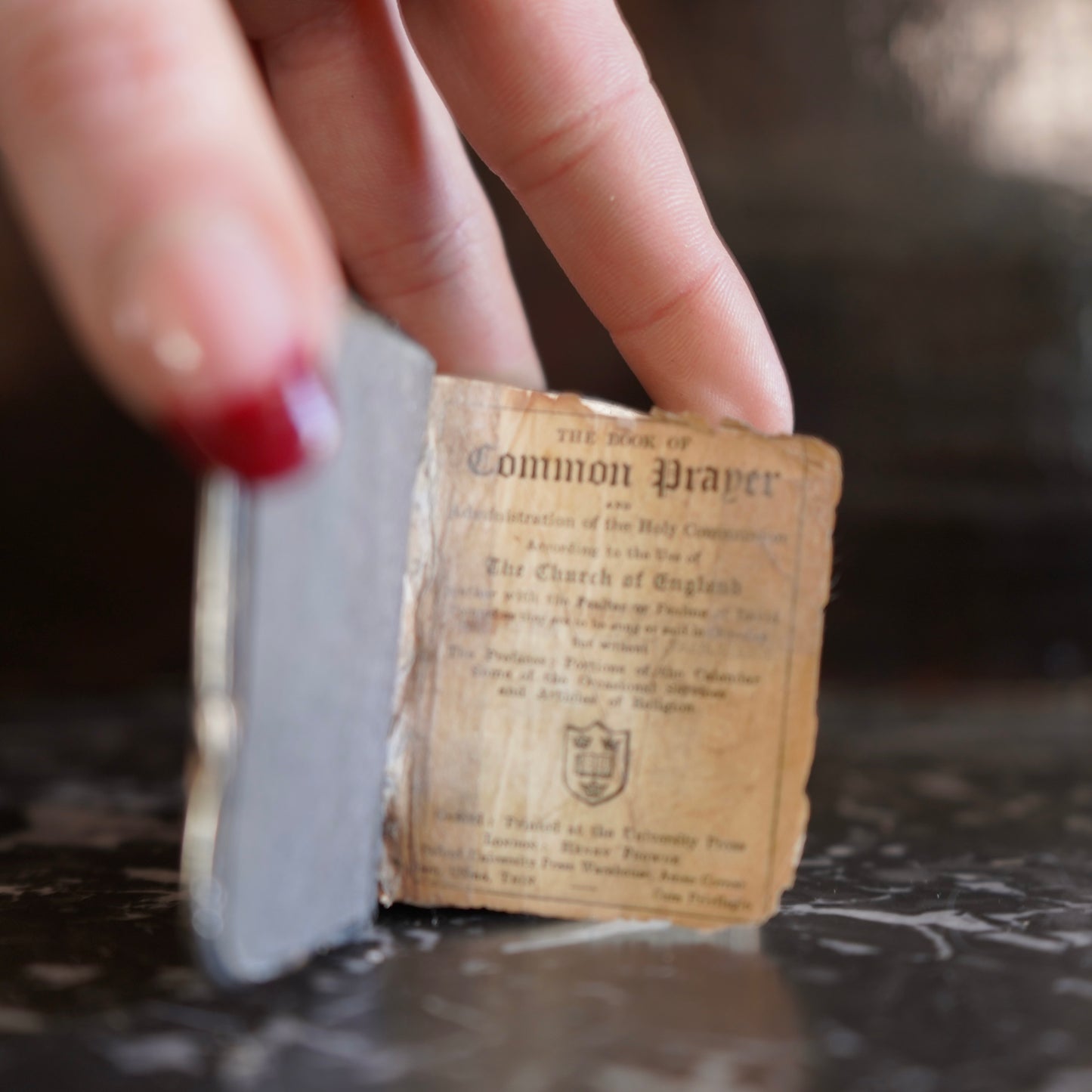 Miniature "The Book of Common Prayer" Silver Plated Cover and Black Leather Book