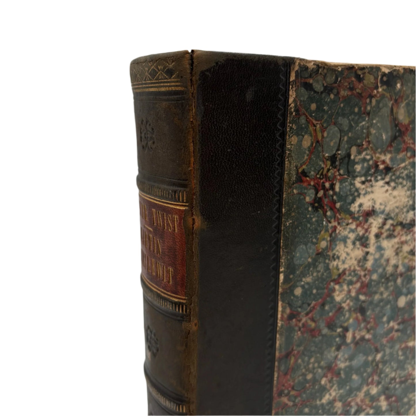 XL "The Adventures of Oliver Twist and Martin Chuzzlewit" Black Half Leather Book