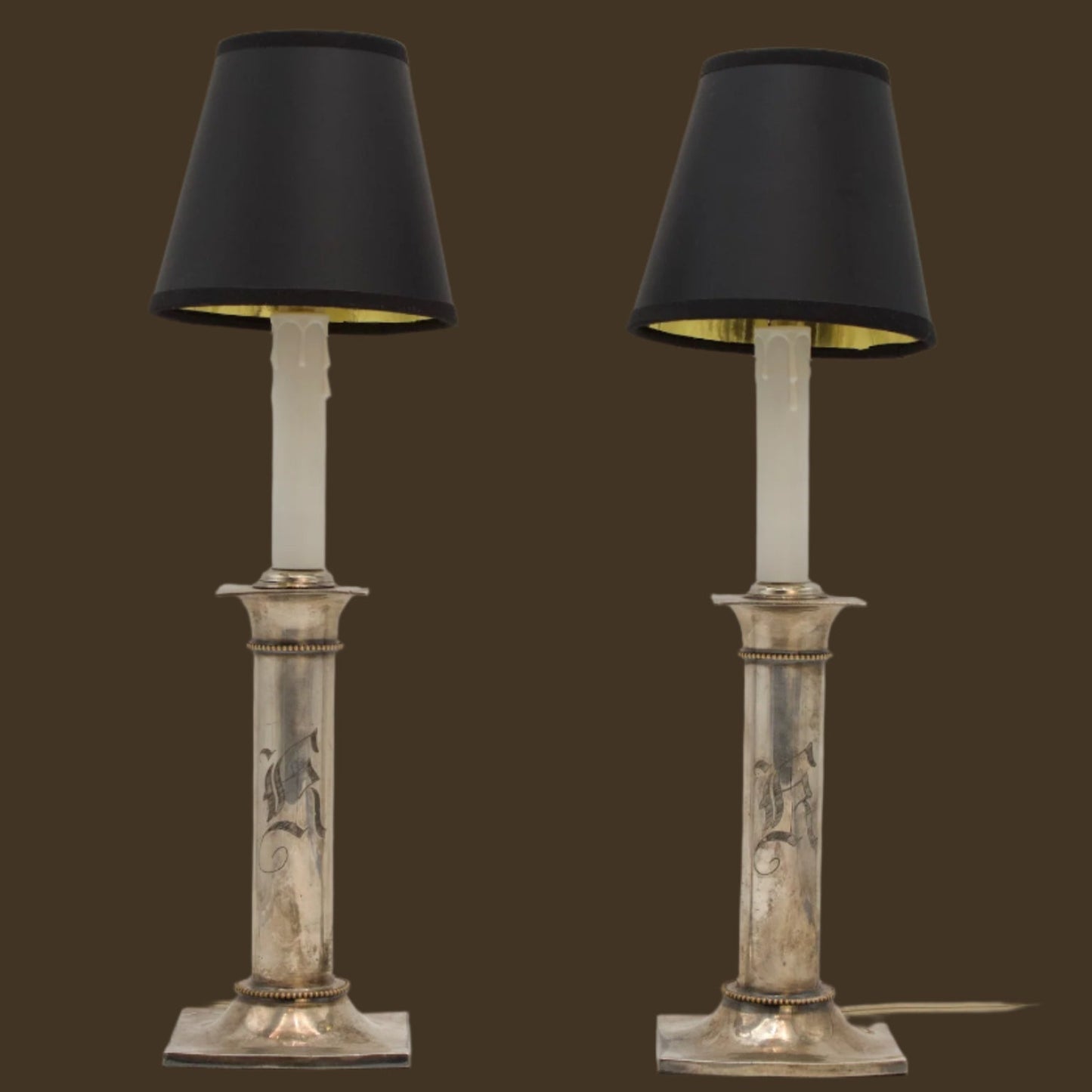 Pair of 20th Century Pairpoint Silver Plated Lamps