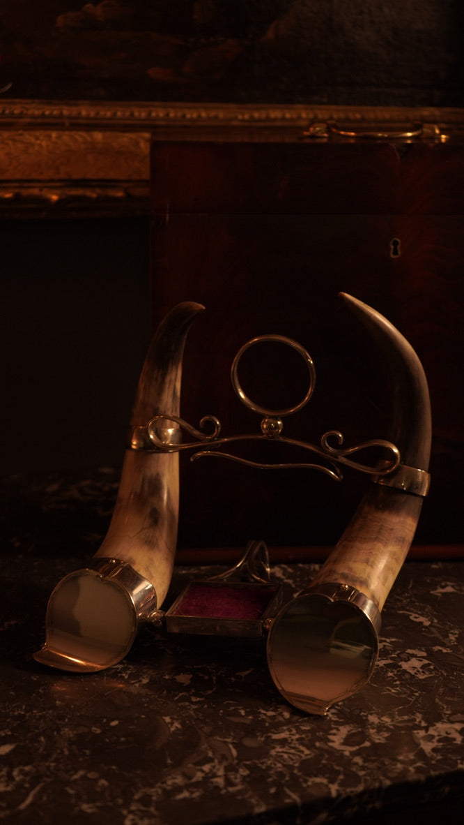 c. 1880-1900 Horn & Silver-Plated Inkwell Base – Late 19th Century