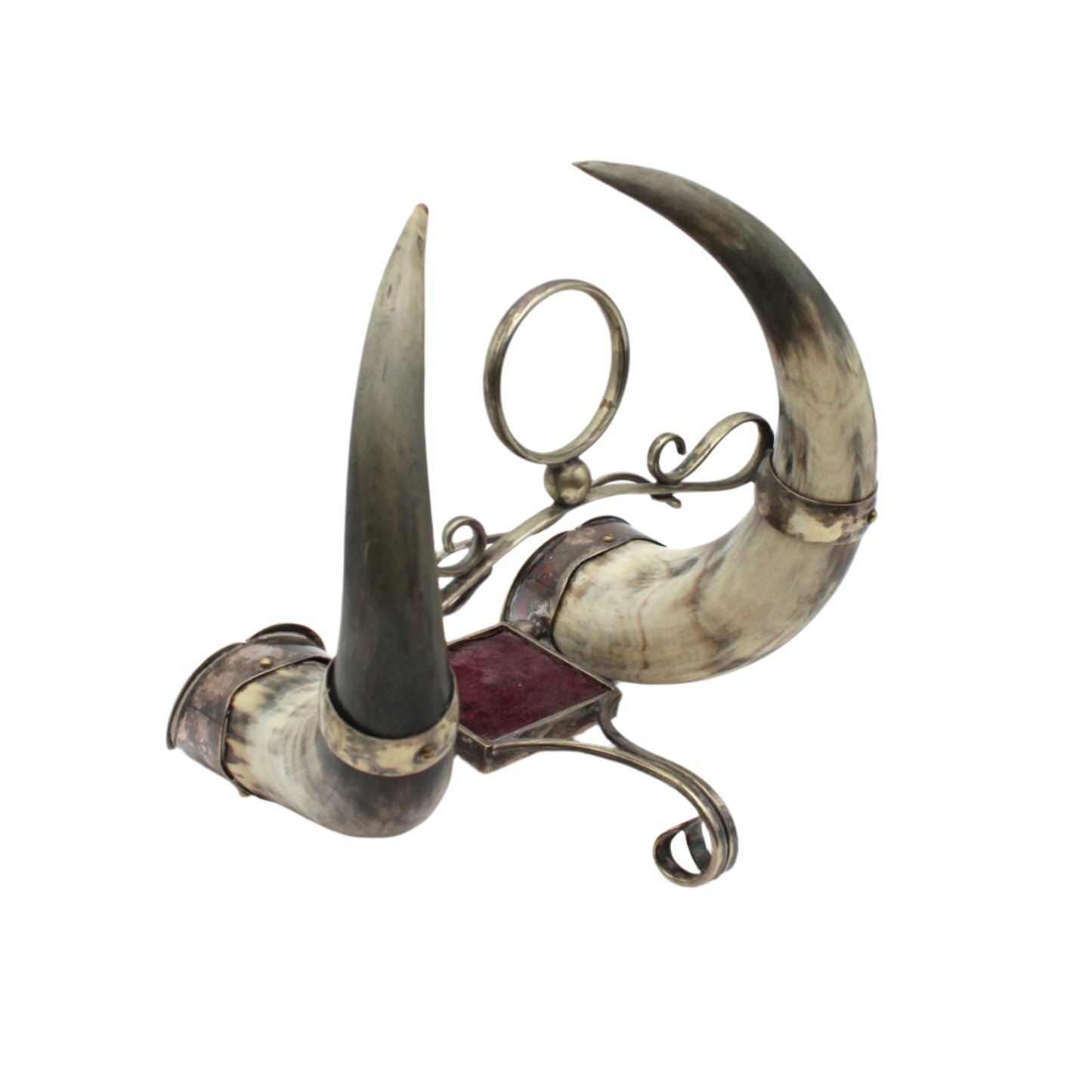 c. 1880-1900 Horn & Silver-Plated Inkwell Base – Late 19th Century