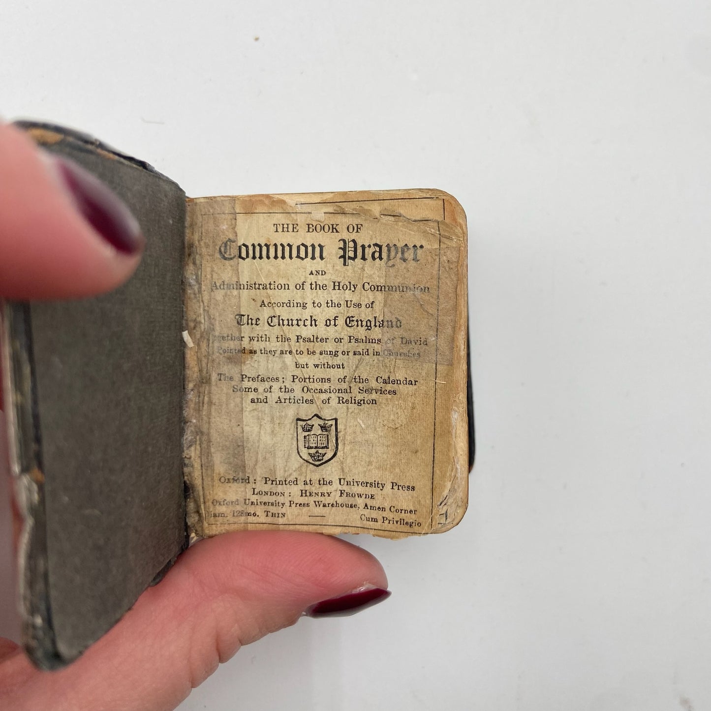 Miniature "The Book of Common Prayer" Silver Plated Cover and Black Leather Book