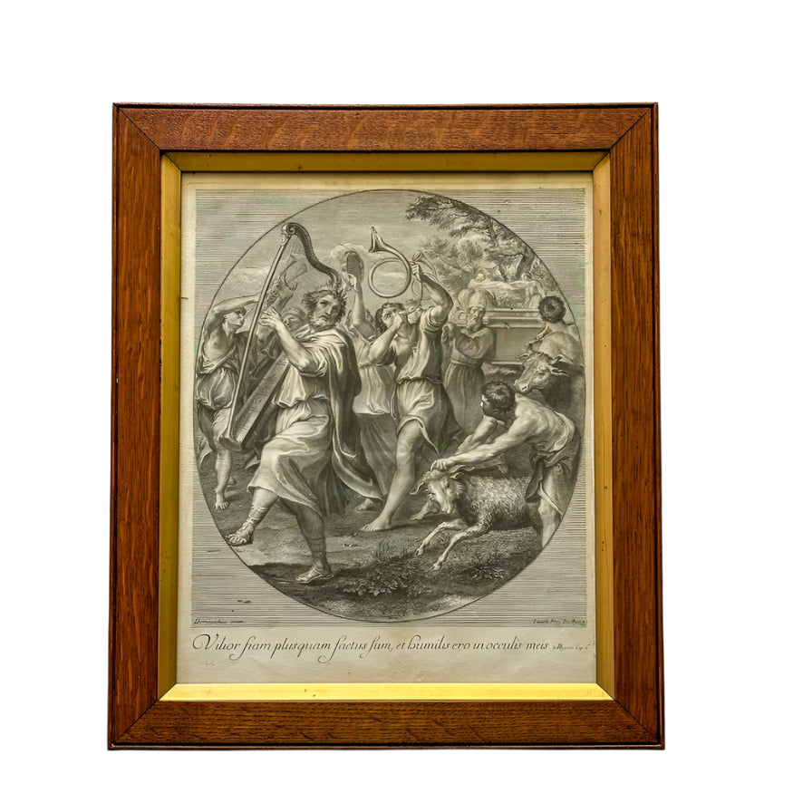 18th Century Engraving "The Triumph of David" Jakob Frey after Domenichino