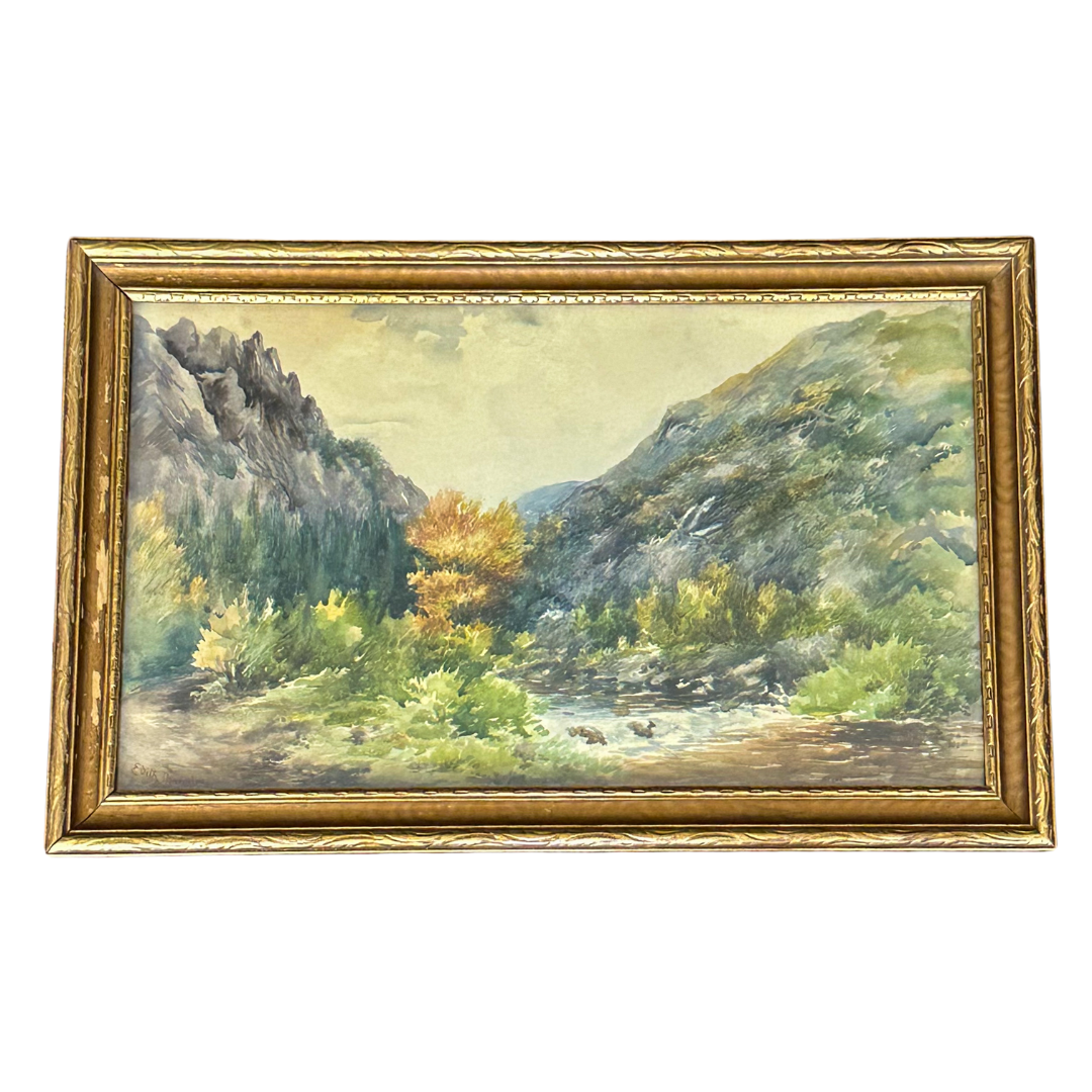 Original Watercolor by Irish-American Artist Edith Bethune Maguire (1861–1946) Framed