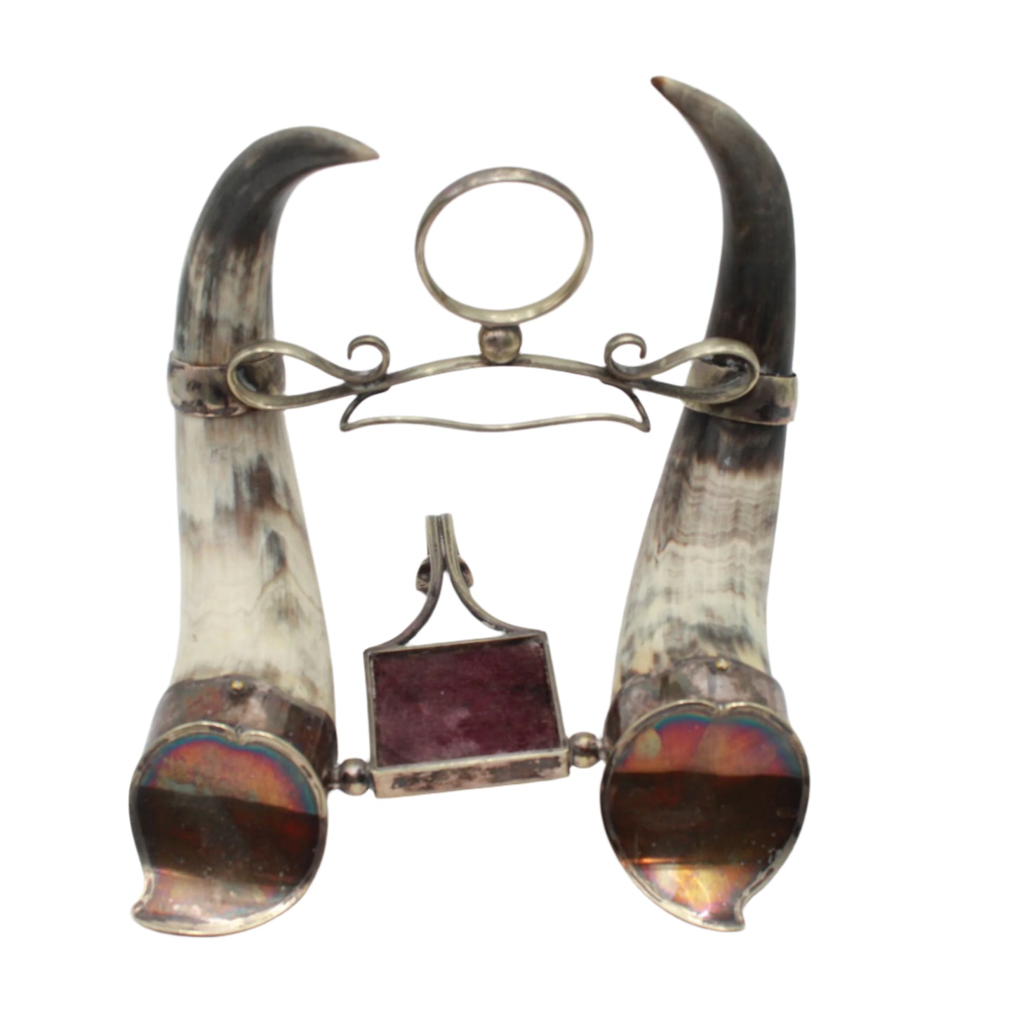 c. 1880-1900 Horn & Silver-Plated Inkwell Base – Late 19th Century
