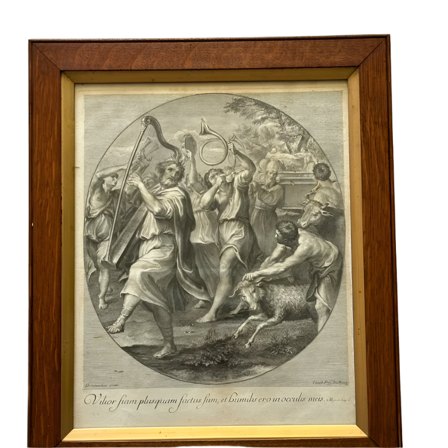 18th Century Engraving "The Triumph of David" Jakob Frey after Domenichino