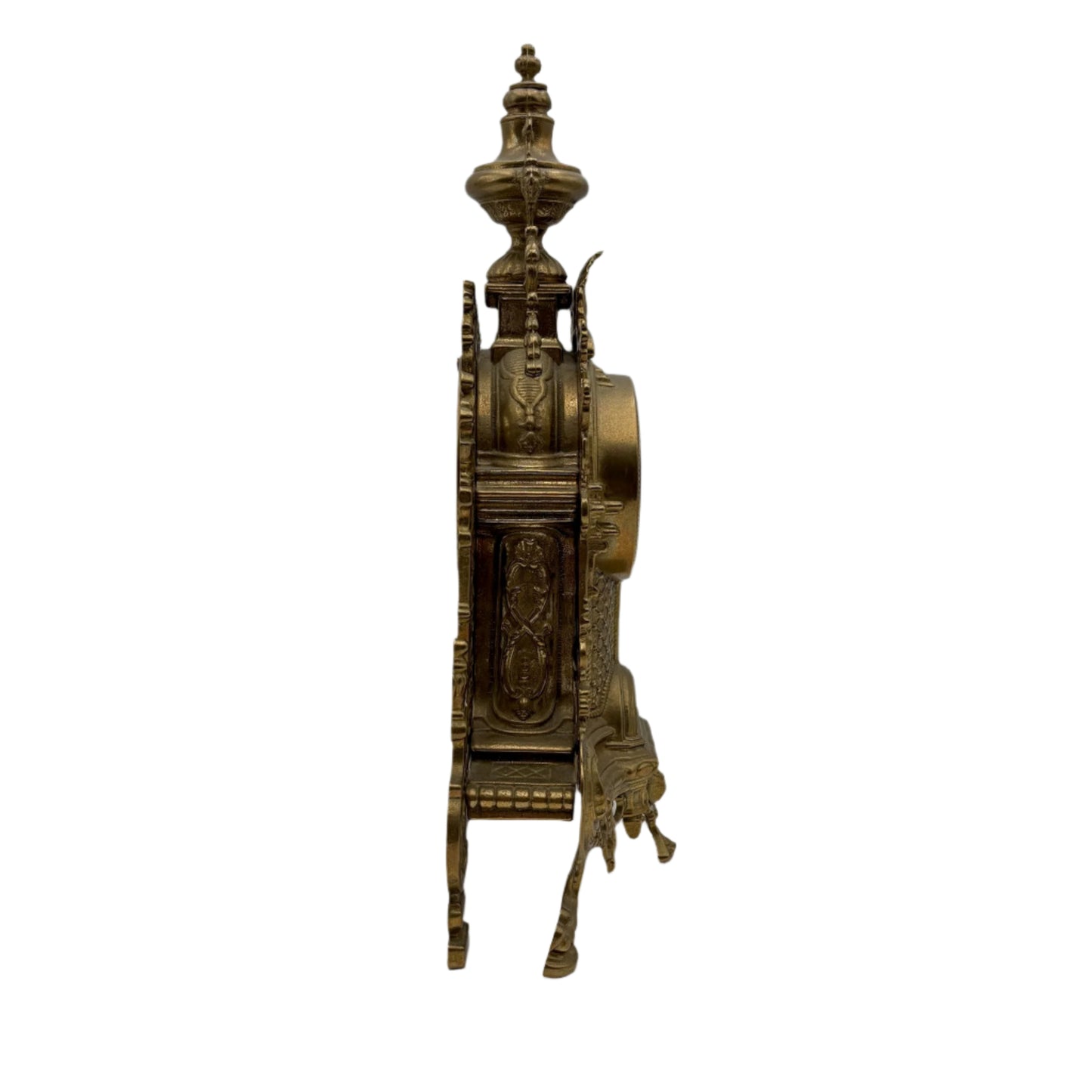 Ornate Vintage Rococo-Revival Gilt-Metal Mantel Clock