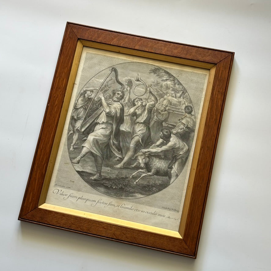 18th Century Engraving "The Triumph of David" Jakob Frey after Domenichino