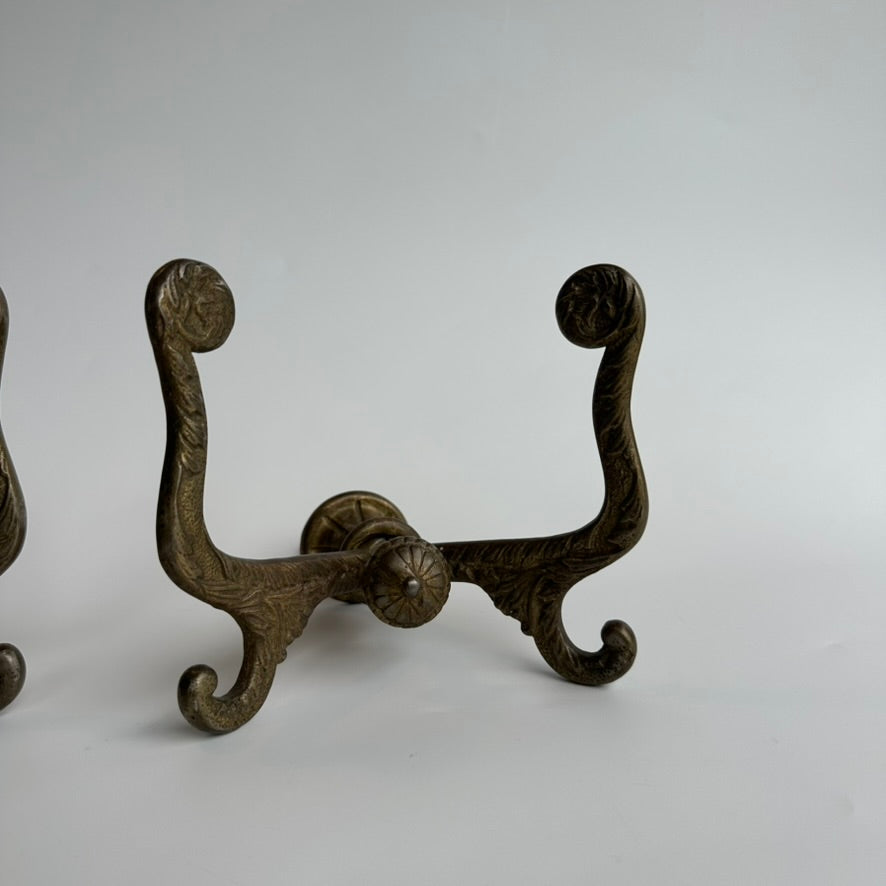 Antique Late Victorian Cast-Brass Double Wall Hooks (Pair)
