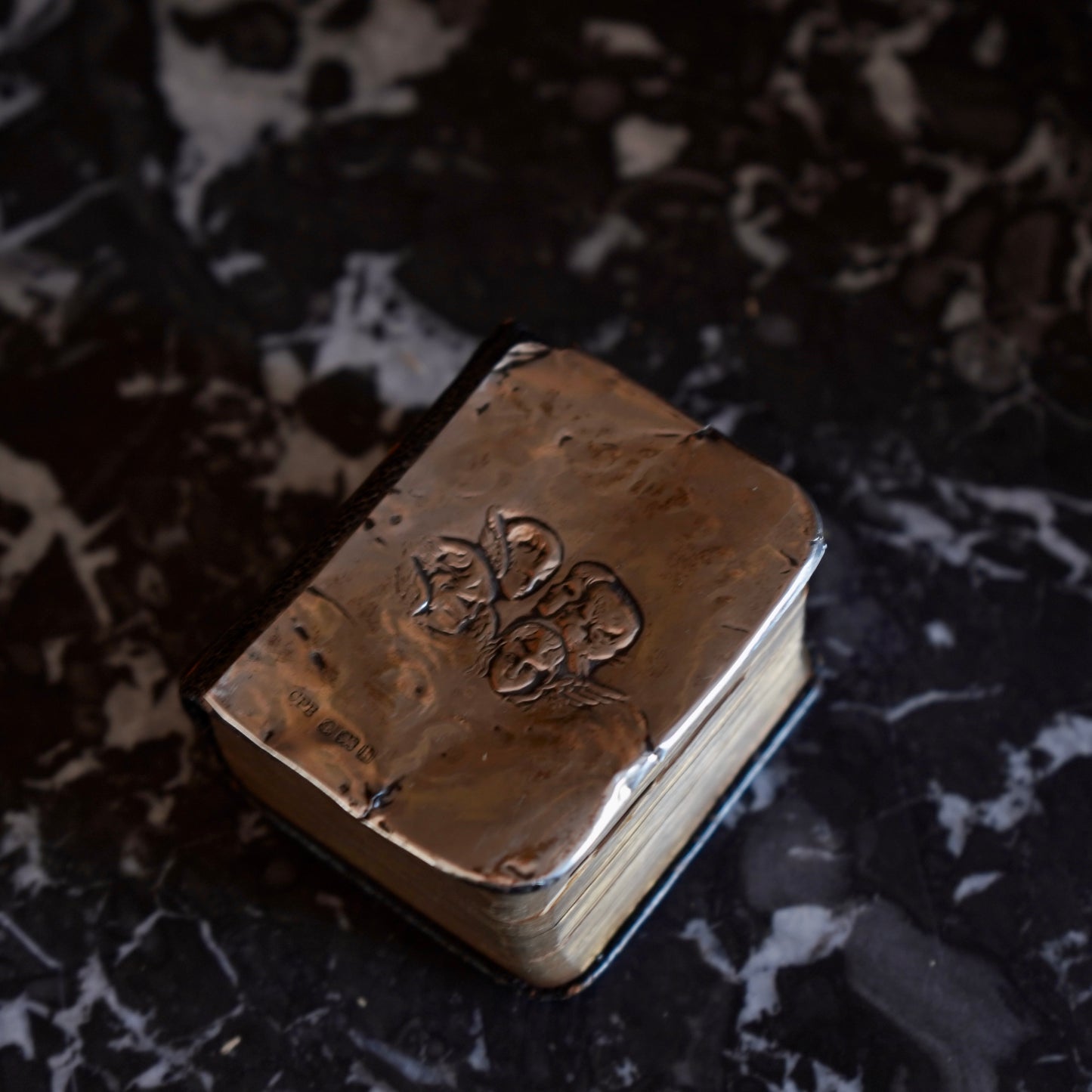 Miniature "The Book of Common Prayer" Silver Plated Cover and Black Leather Book