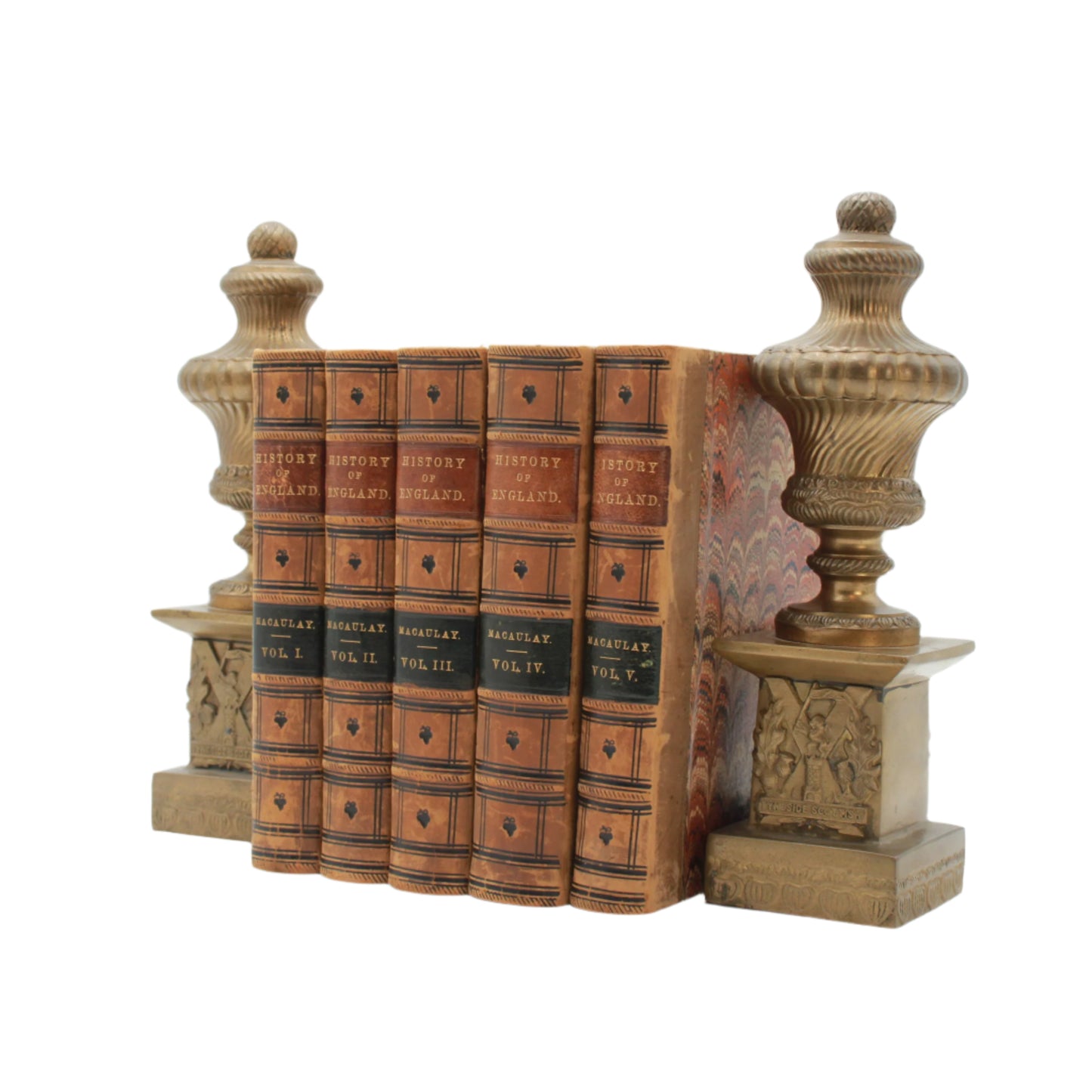 Pair of Antique Brass "Tyneside Scottish" Regimental Urn Bookends – Circa Early 20th Century