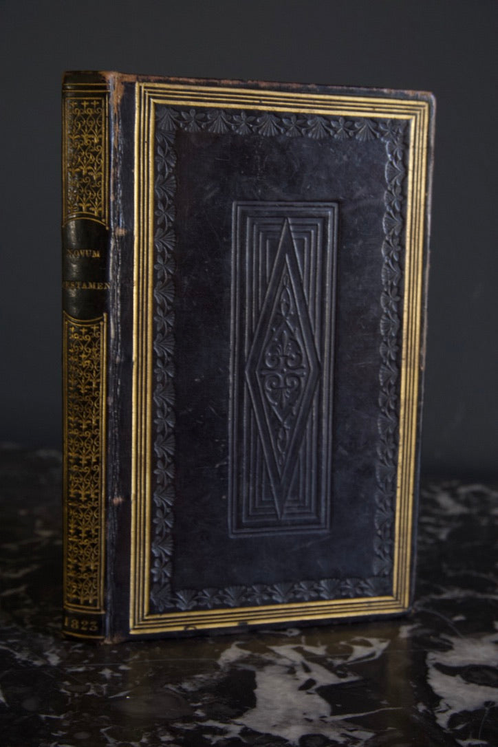 1823 Latin New Testament "Novum Testamentum Domini Nostri Jesu Christi" Full Leather Mini Sized Book