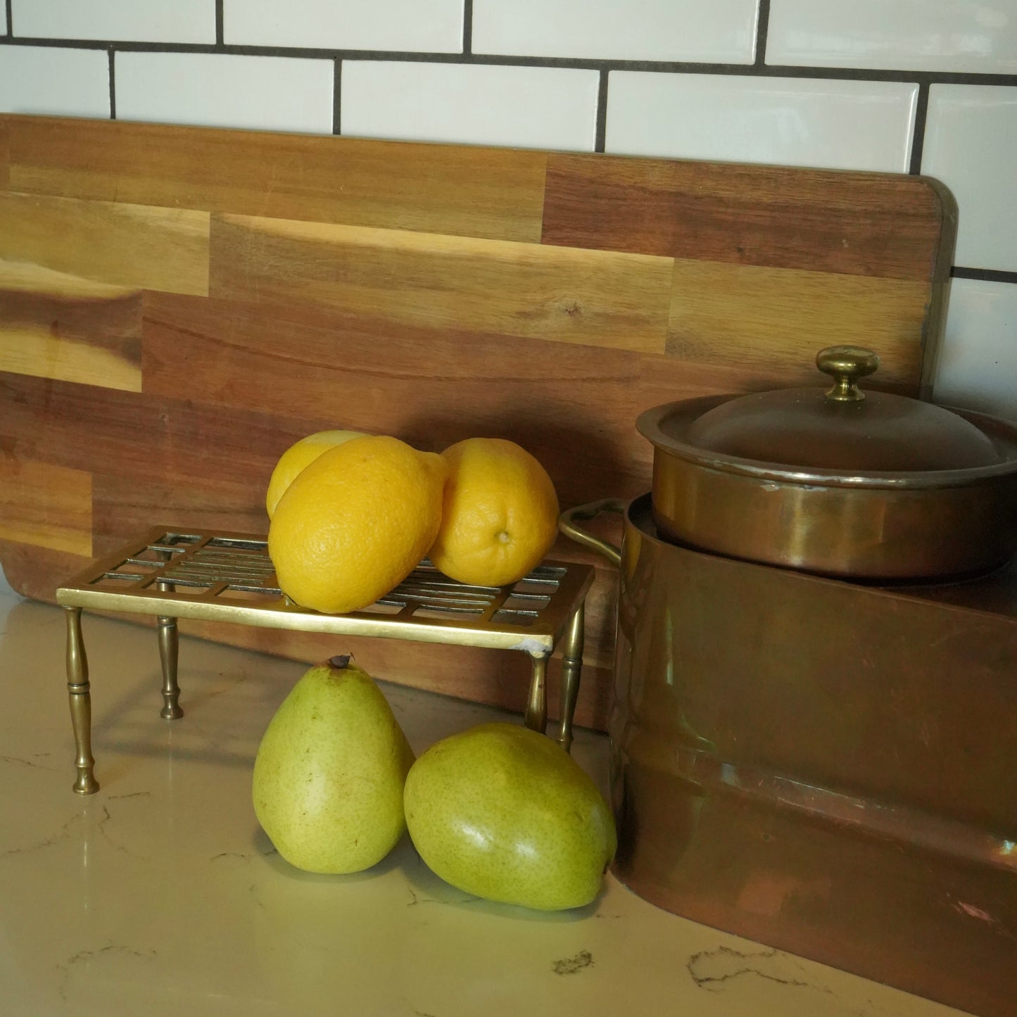 Small Antique English Brass Riser | Trivet