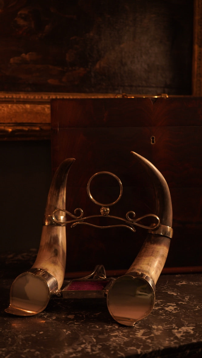 c. 1880-1900 Horn & Silver-Plated Inkwell Base – Late 19th Century