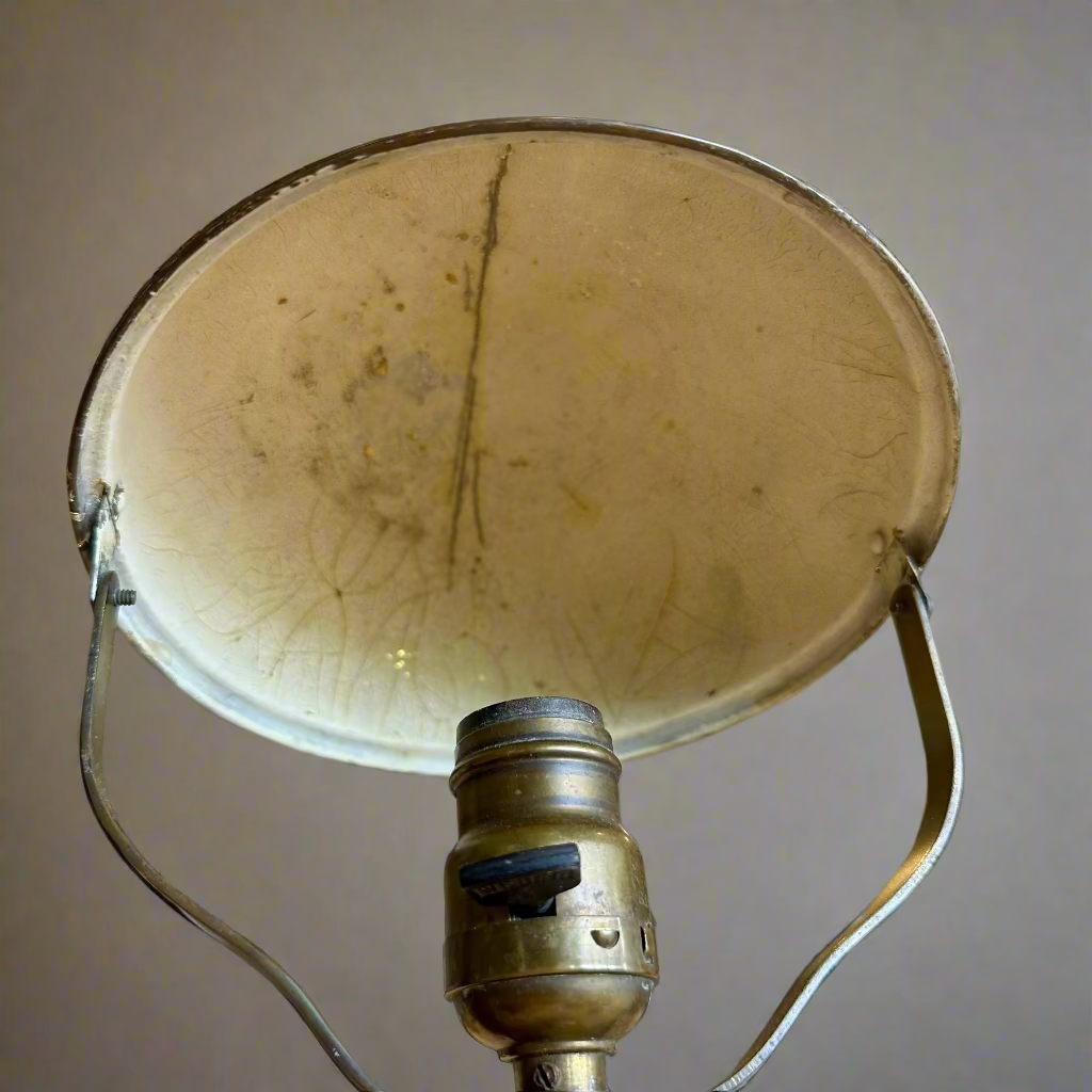 Vintage Patented Brass Helmet-Head Task Lamp – Early Industrial Desk Light