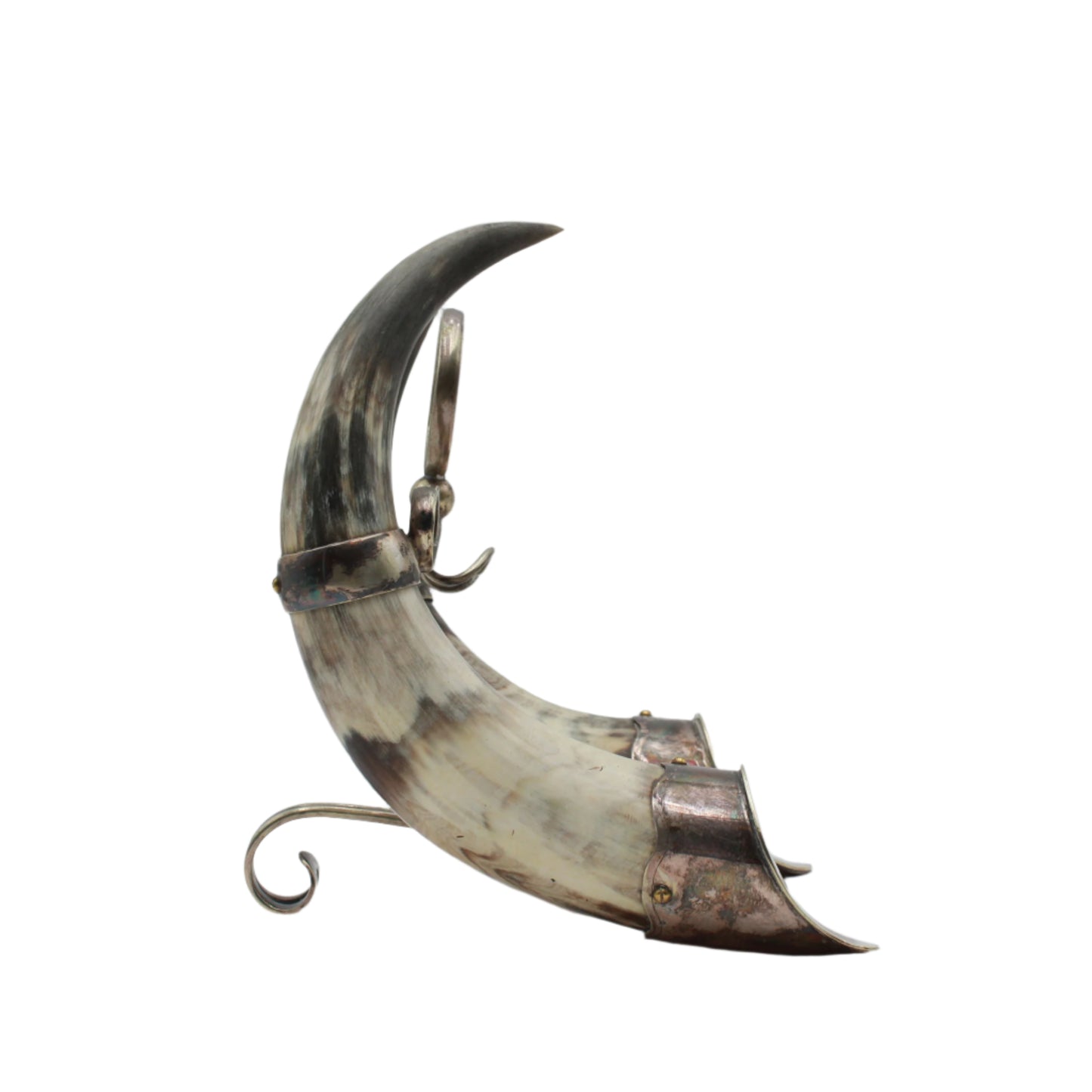 c. 1880-1900 Horn & Silver-Plated Inkwell Base – Late 19th Century