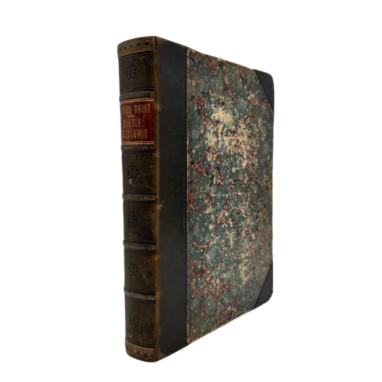 XL "The Adventures of Oliver Twist and Martin Chuzzlewit" Black Half Leather Book