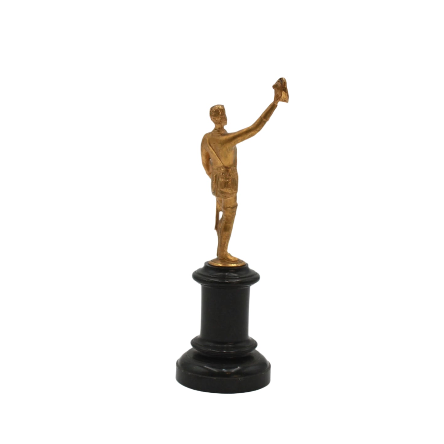 Small Antique Gilt Bronze ‘Gentleman Officer’ Figurine on a Black Marble Base