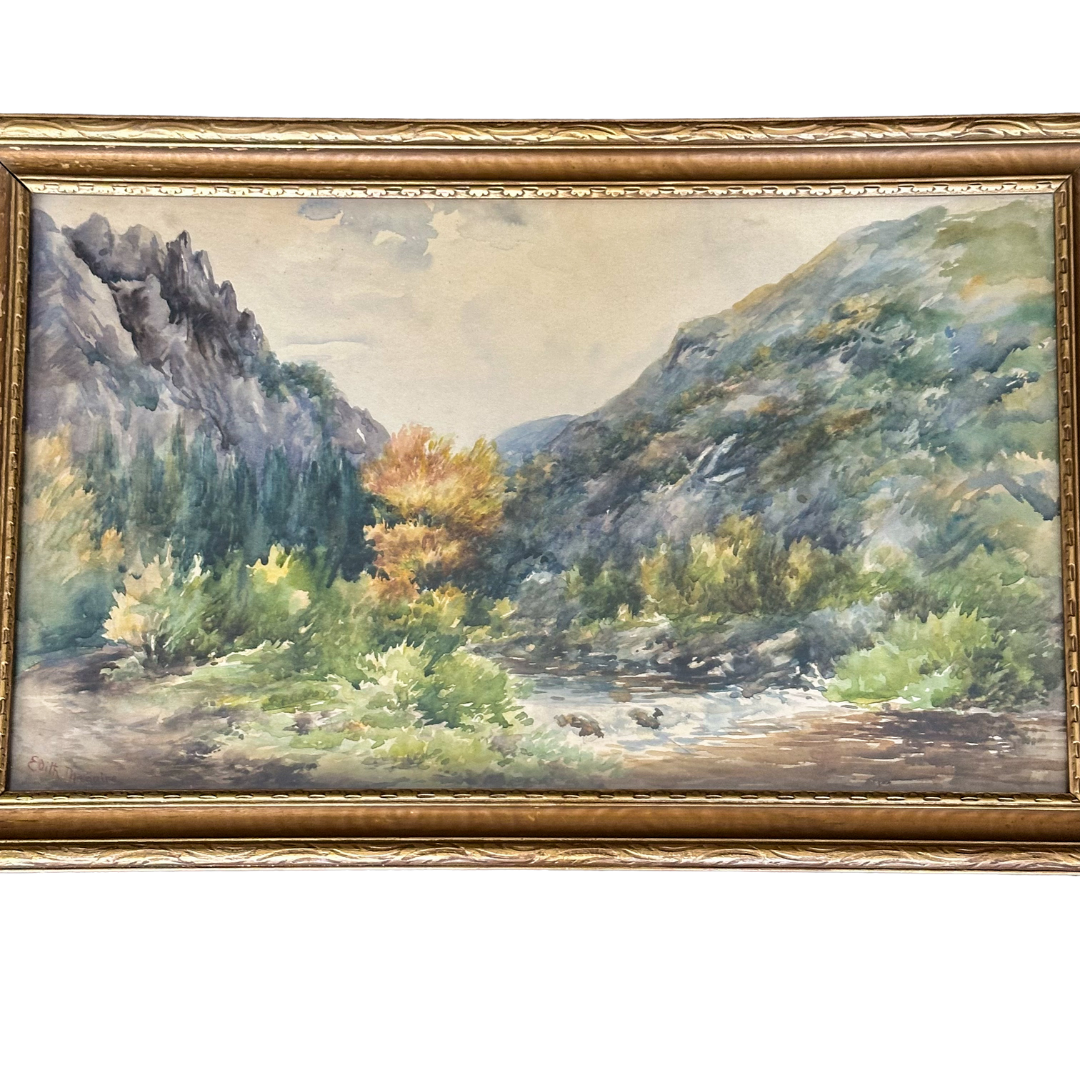 Original Watercolor by Irish-American Artist Edith Bethune Maguire (1861–1946) Framed