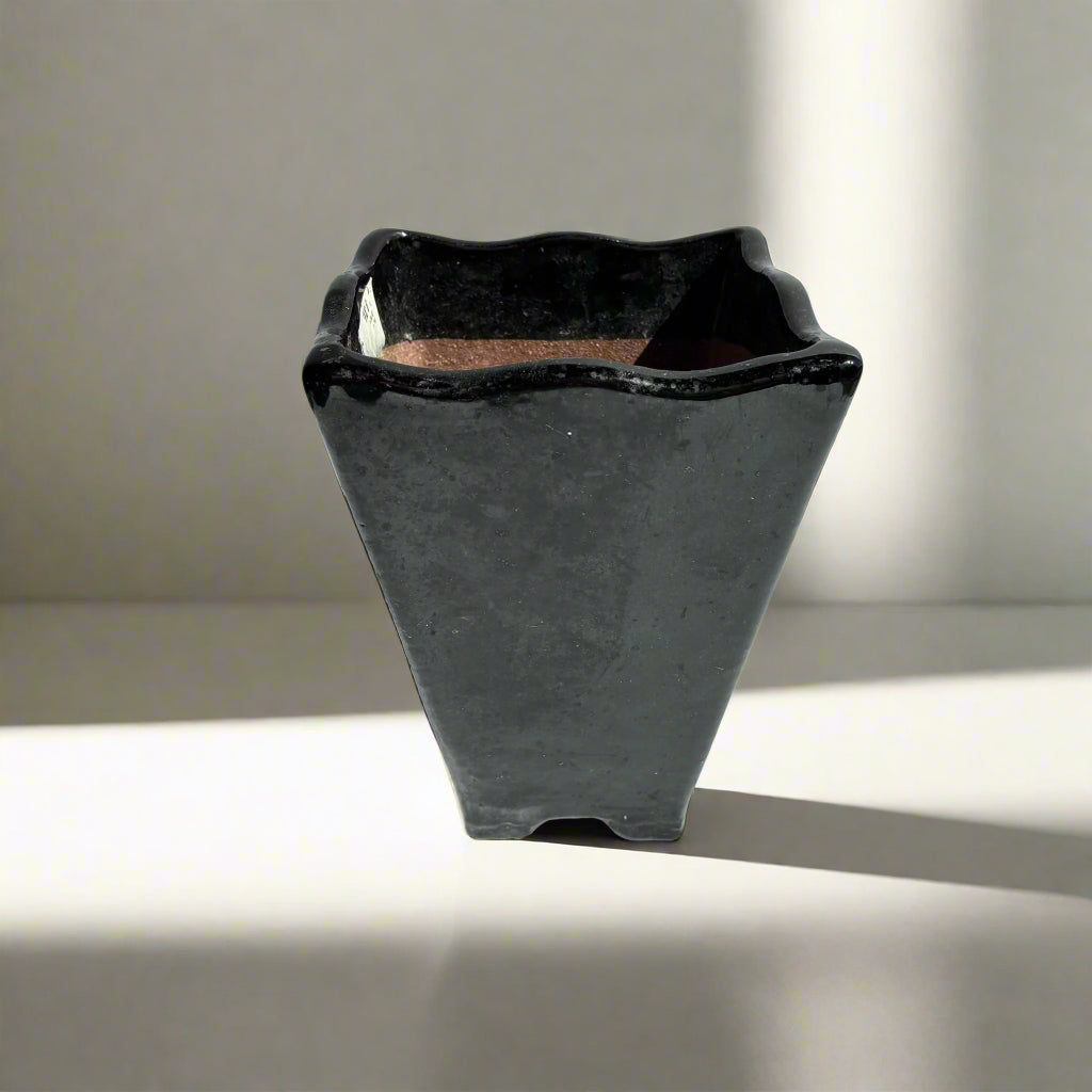 Vintage Tokoname Black-Glazed Bonsai Vase