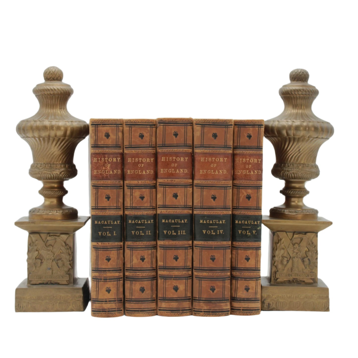 Pair of Antique Brass "Tyneside Scottish" Regimental Urn Bookends – Circa Early 20th Century