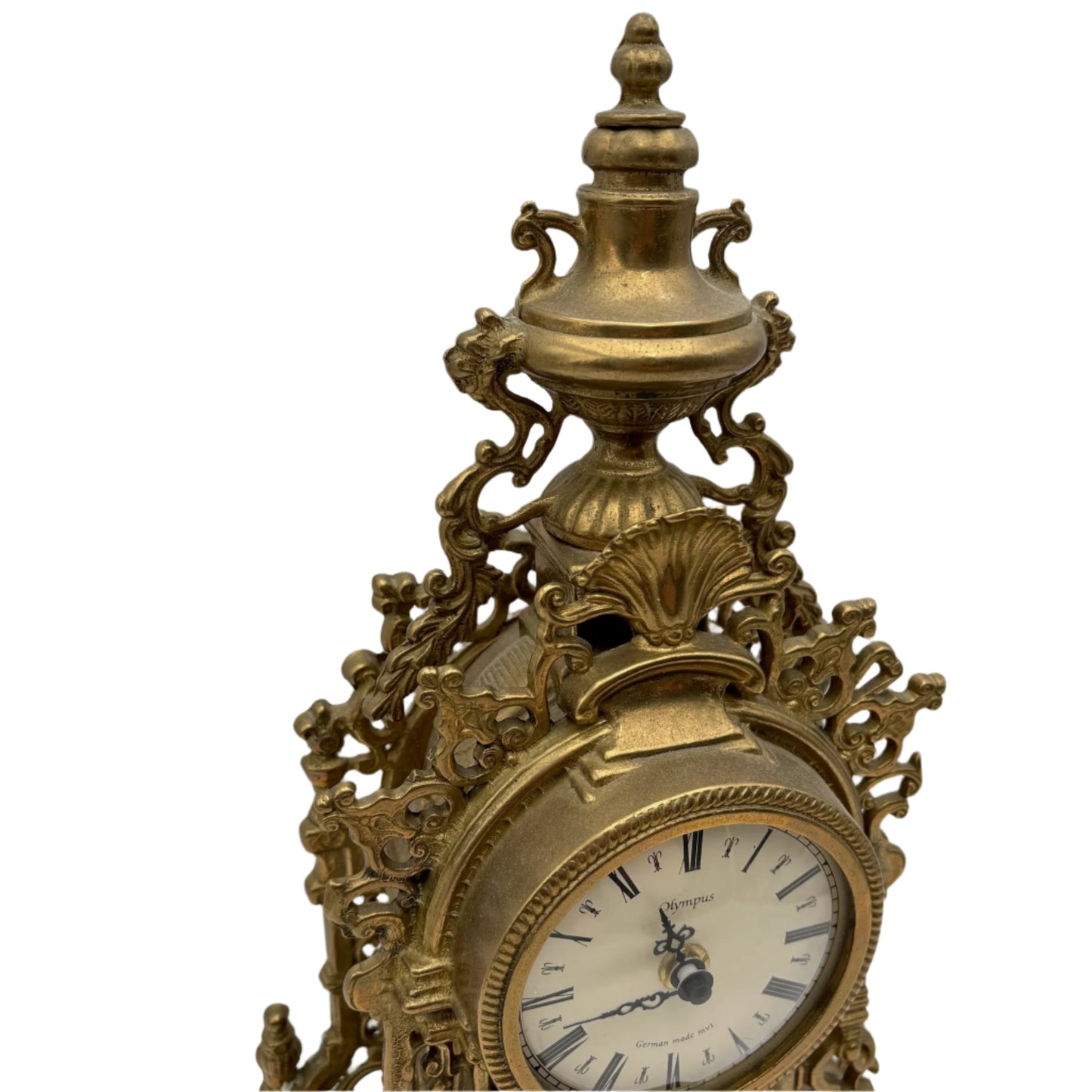 Ornate Vintage Rococo-Revival Gilt-Metal Mantel Clock