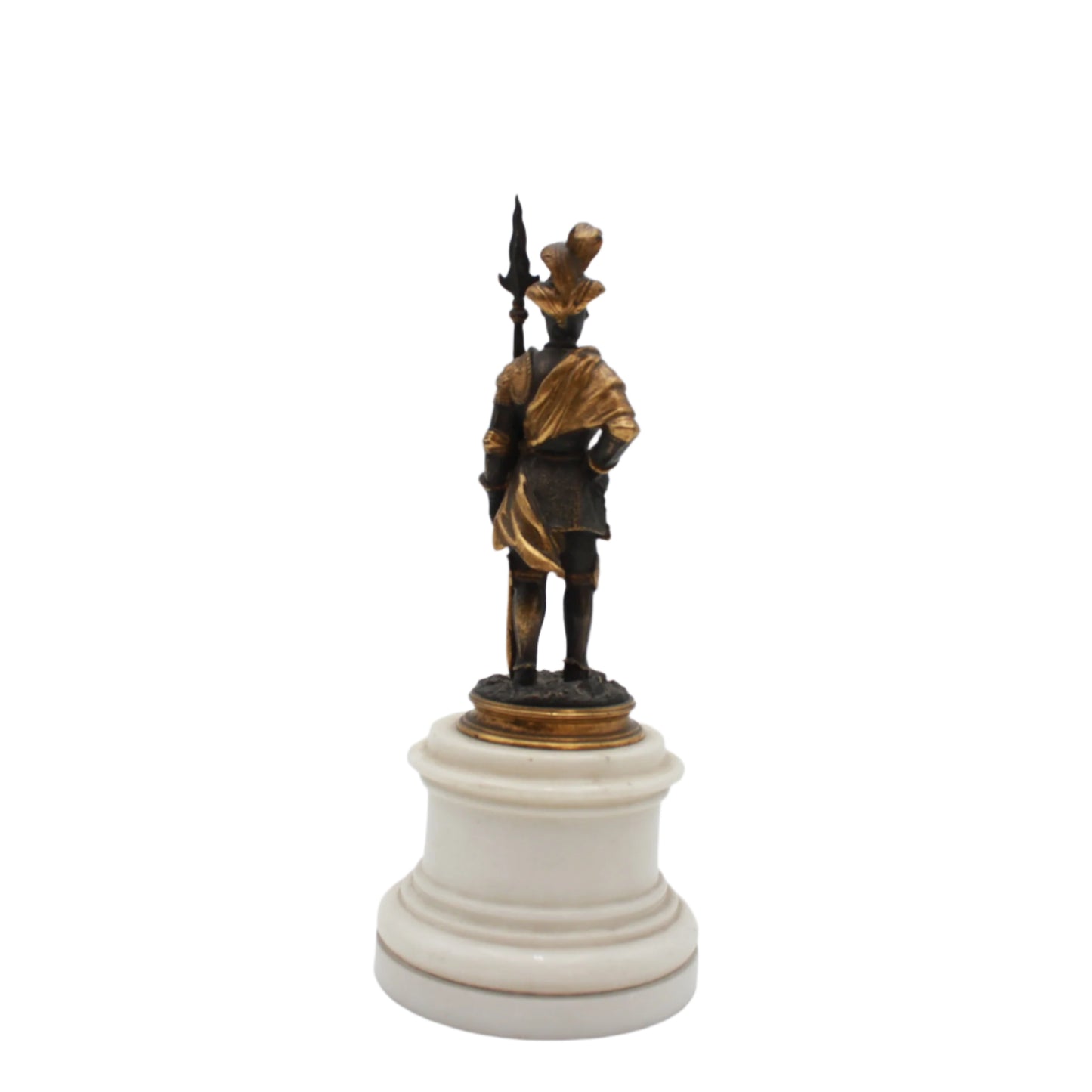 Small Antique French Soldier on White Marble Base, Late 19th Century
