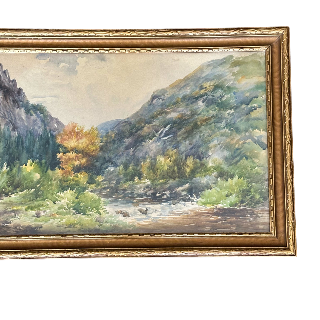 Original Watercolor by Irish-American Artist Edith Bethune Maguire (1861–1946) Framed