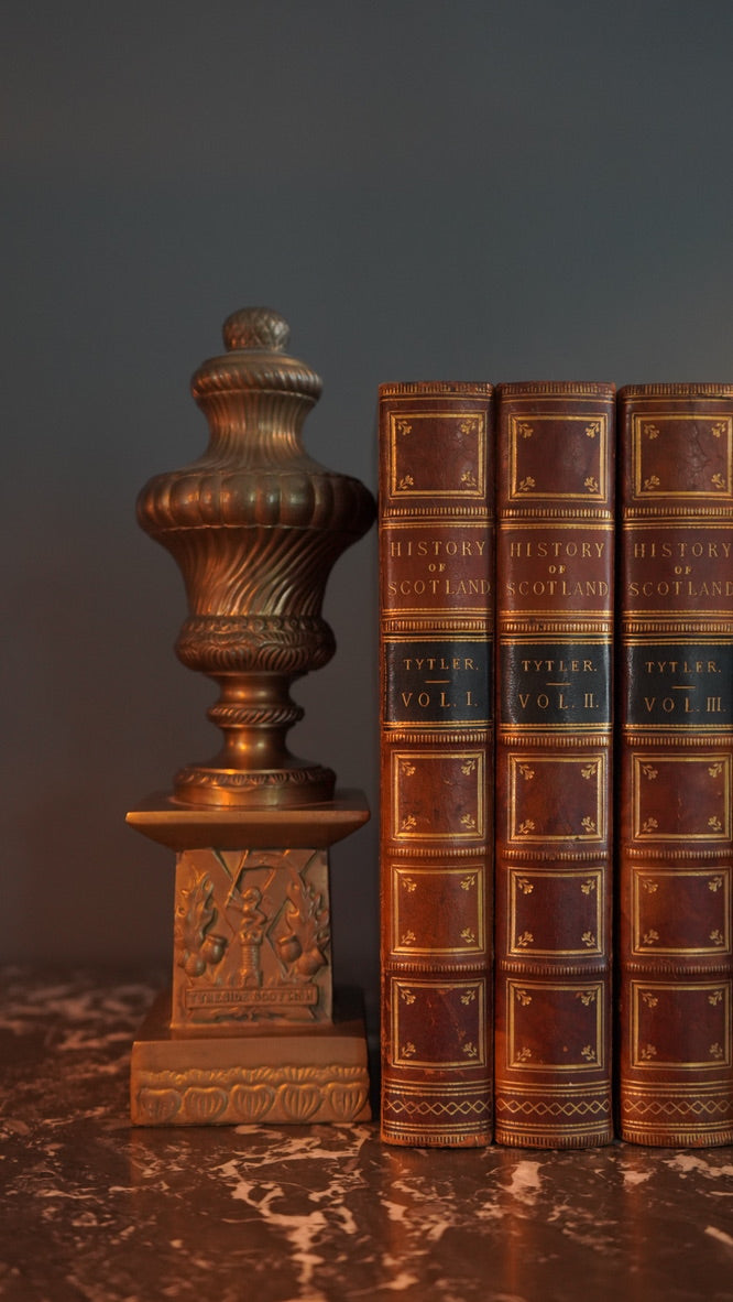 Pair of Antique Brass "Tyneside Scottish" Regimental Urn Bookends – Circa Early 20th Century