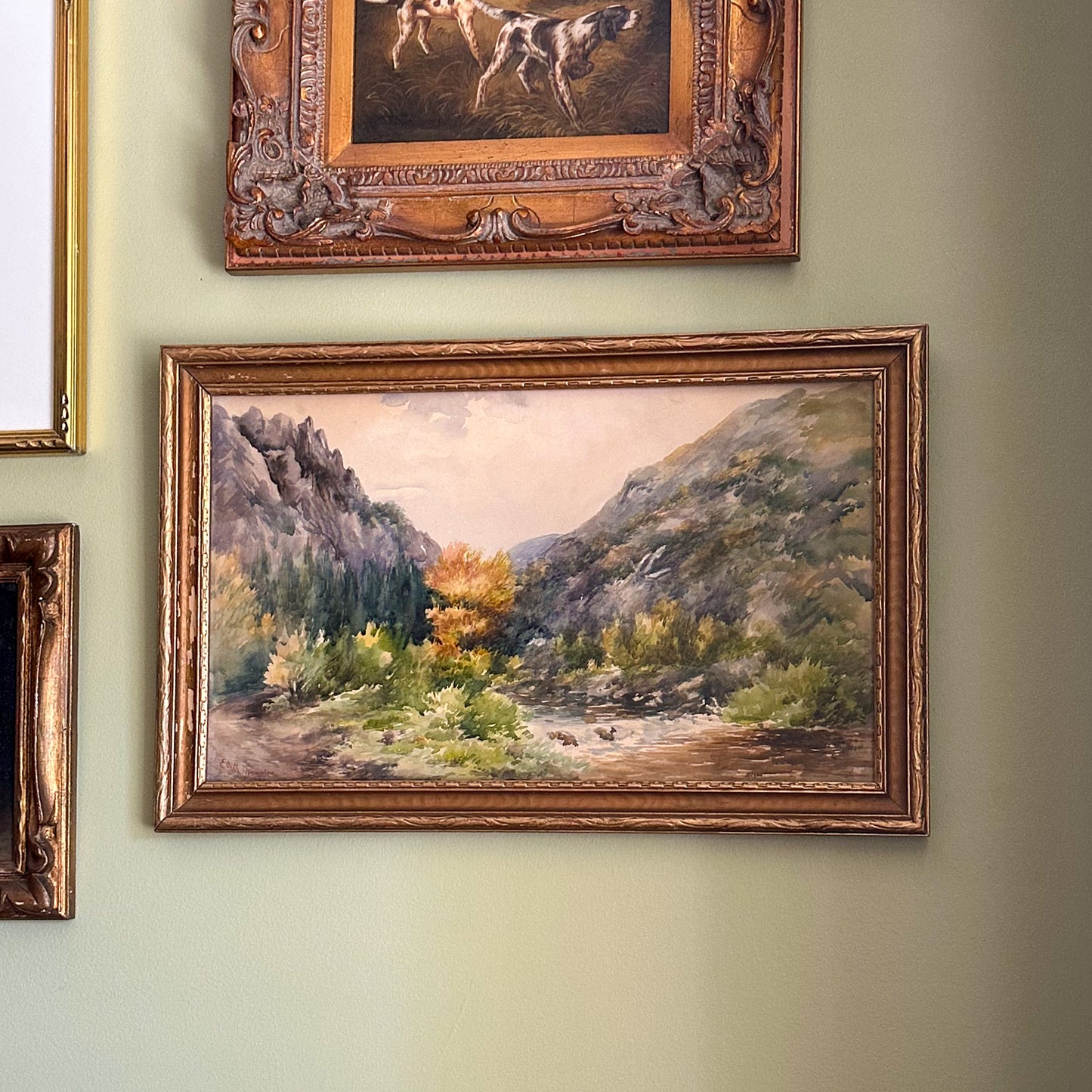 Original Watercolor by Irish-American Artist Edith Bethune Maguire (1861–1946) Framed