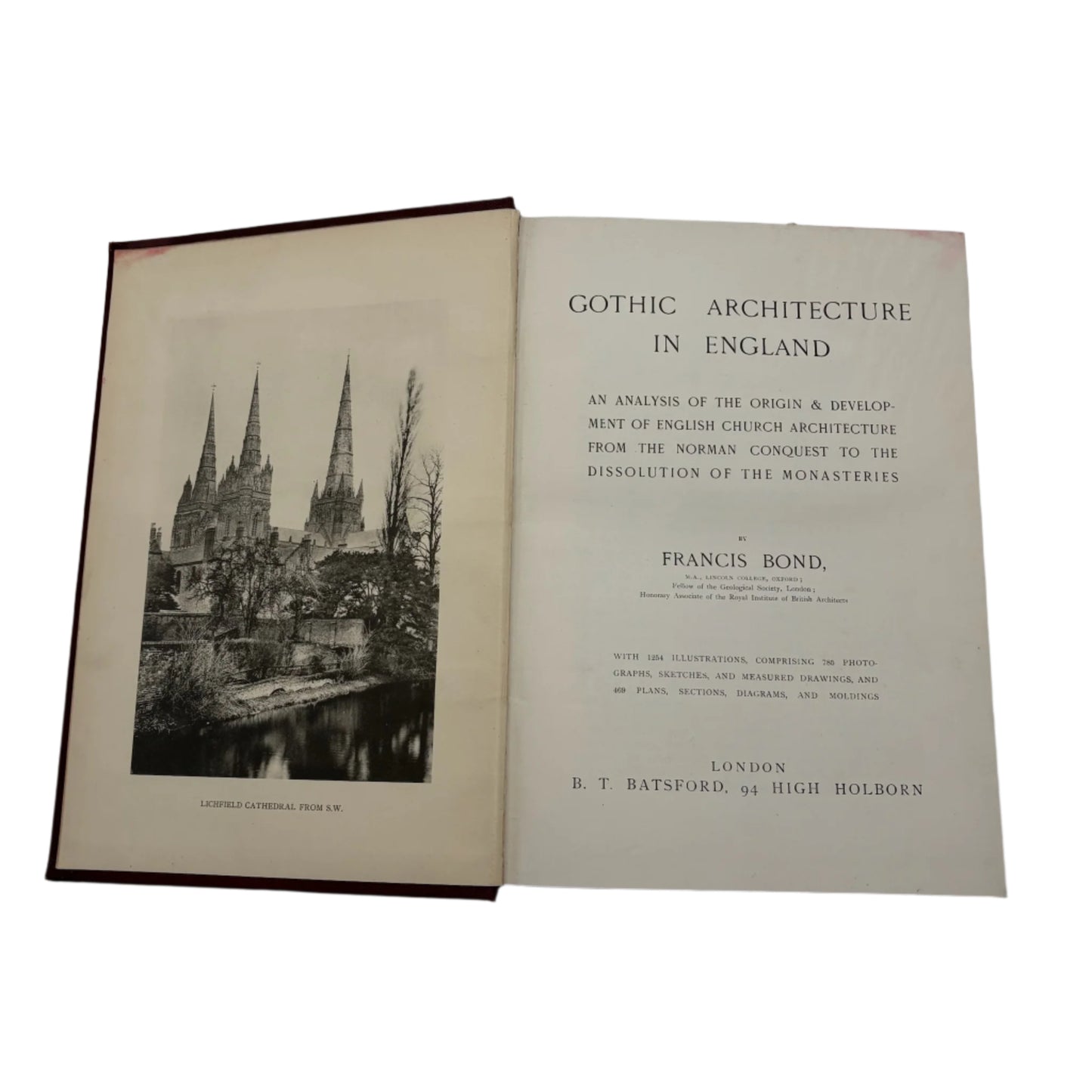 XL 1912 "Gothic Architecture in England" Red Cloth Book