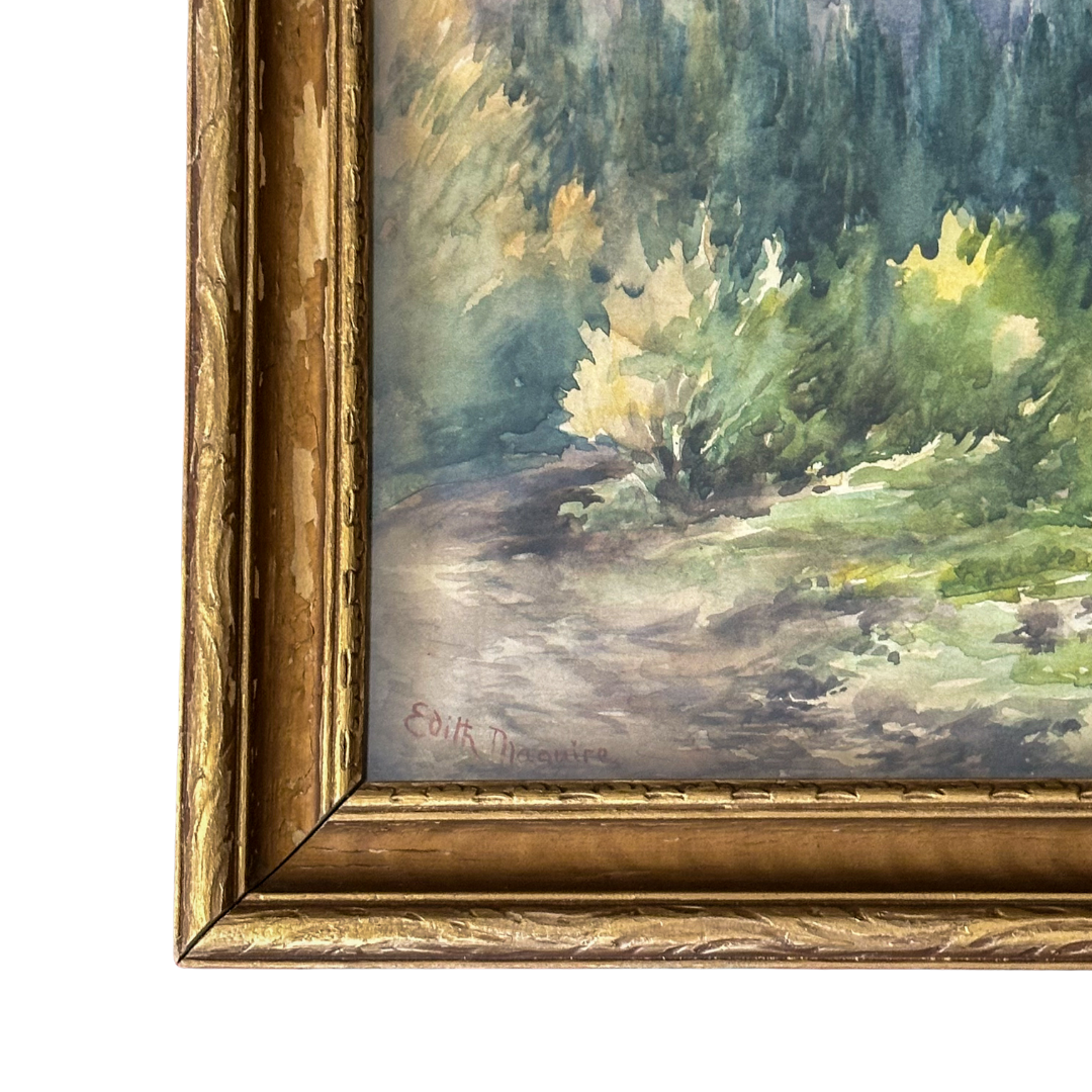 Original Watercolor by Irish-American Artist Edith Bethune Maguire (1861–1946) Framed