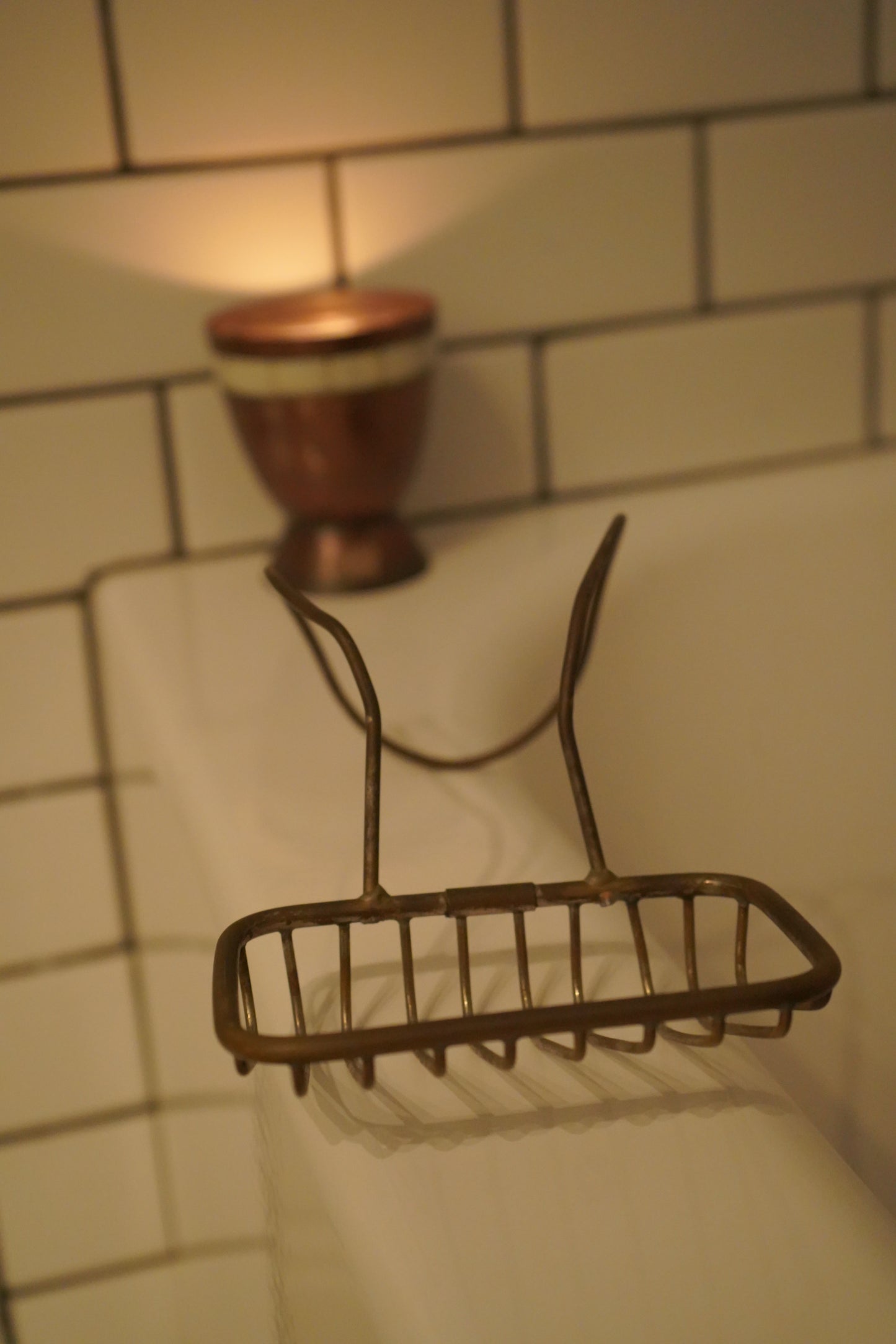 Late Victorian Brass Tub-Mounted Soap Basket
