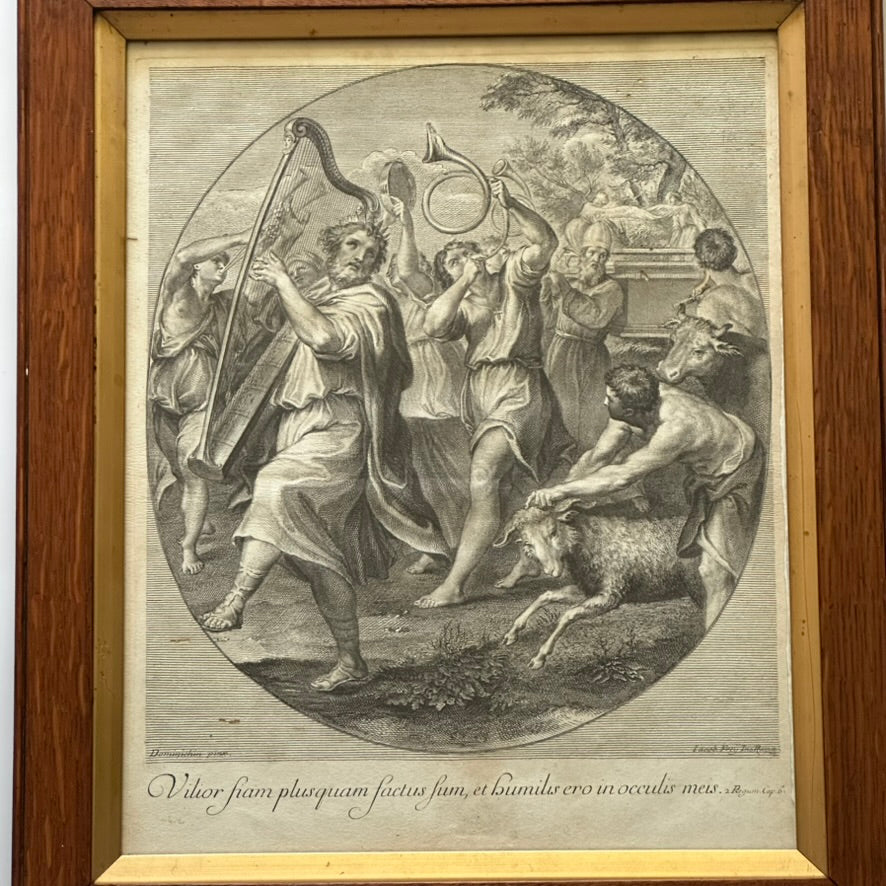 18th Century Engraving "The Triumph of David" Jakob Frey after Domenichino