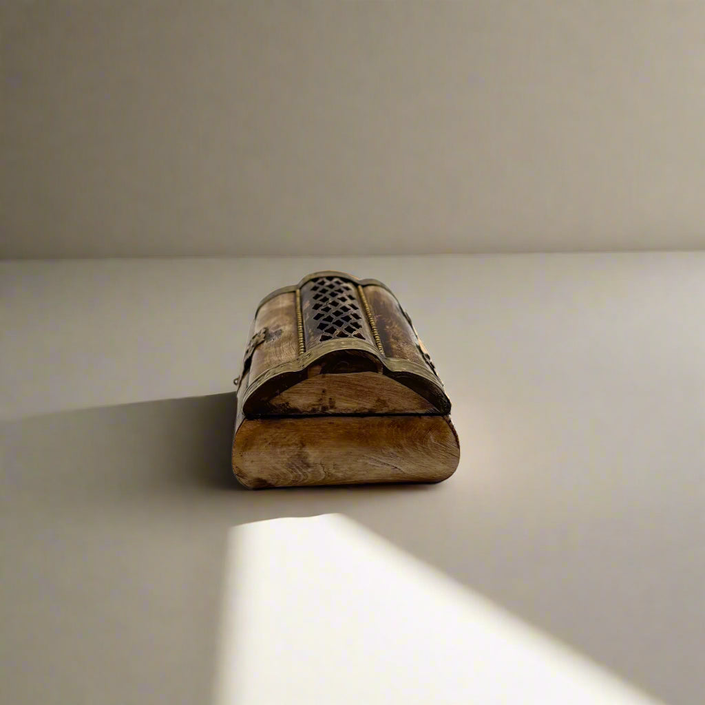 Small Vintage Bone & Brass Trinket Box