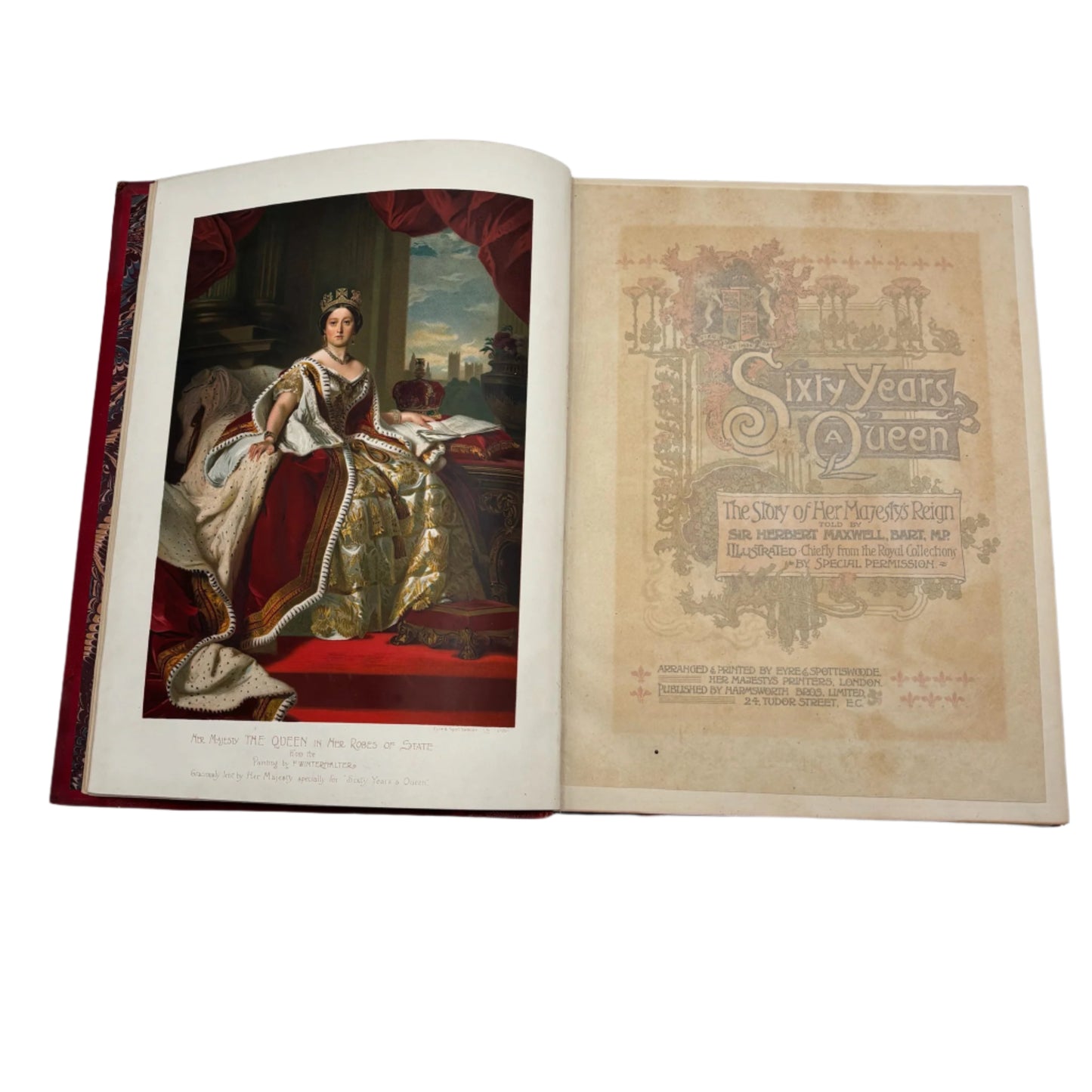 XL "Sixty Years a Queen" Half Red Moroccan Leather Book