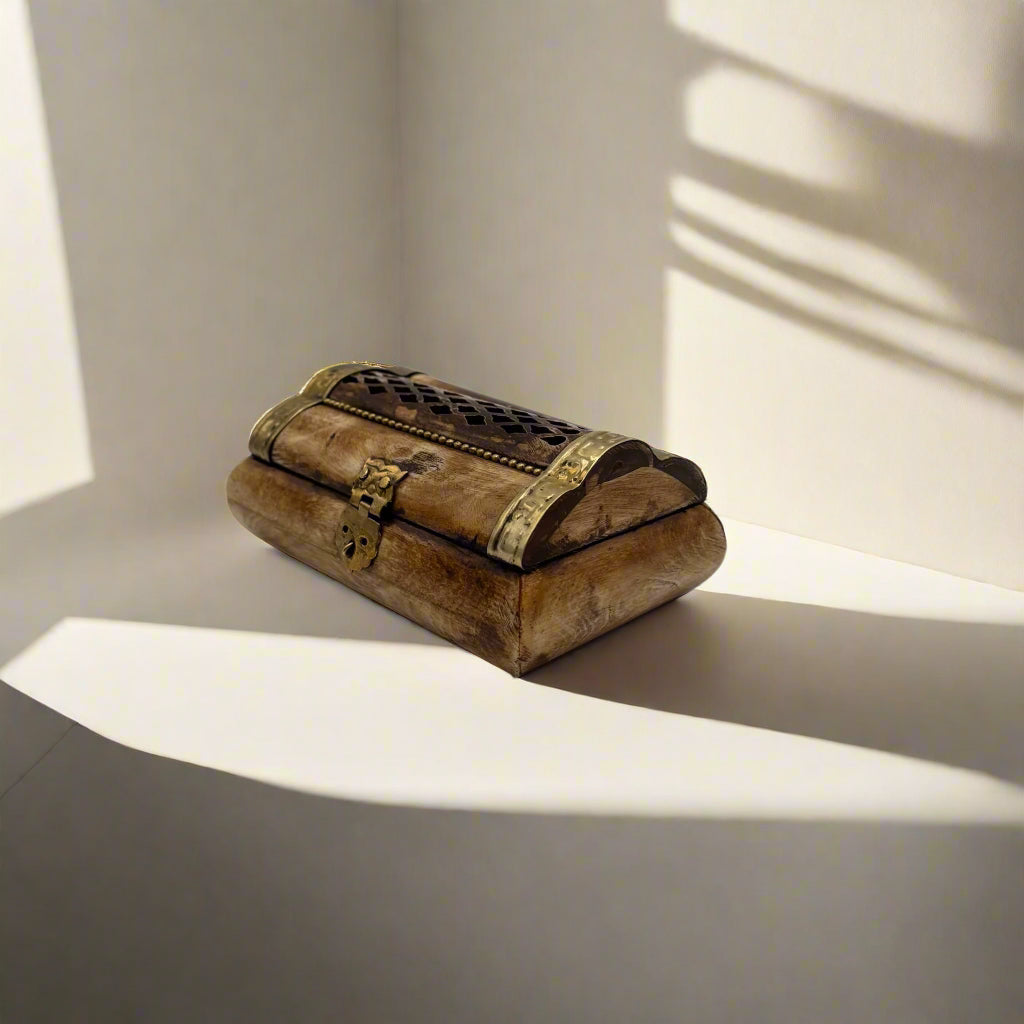 Small Vintage Bone & Brass Trinket Box