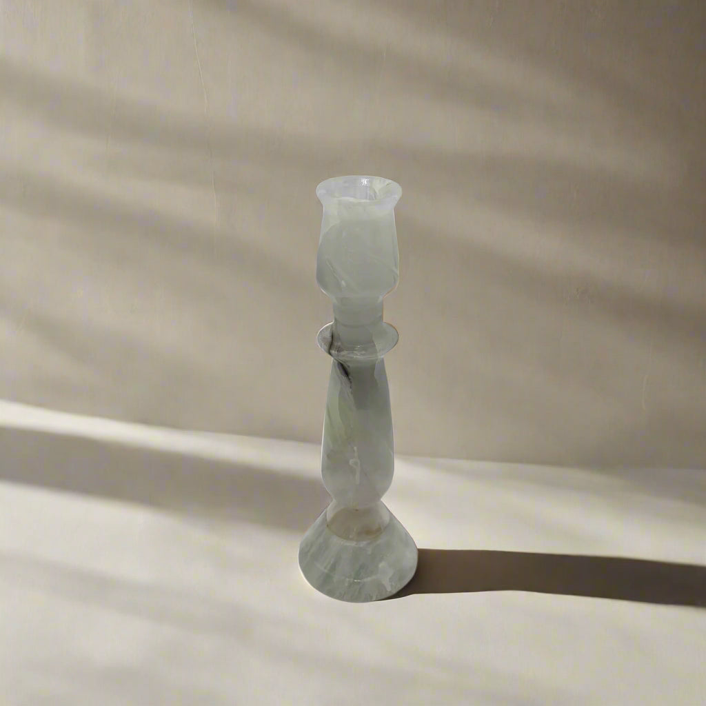 Mid-Century White Onyx Candlestick Holder