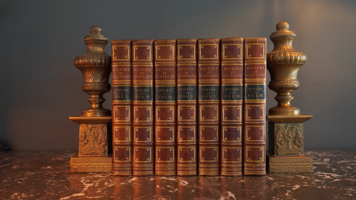 Pair of Antique Brass "Tyneside Scottish" Regimental Urn Bookends – Circa Early 20th Century