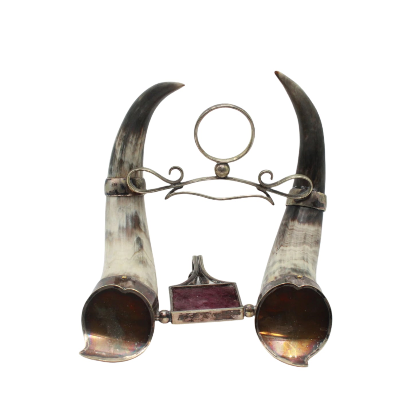 c. 1880-1900 Horn & Silver-Plated Inkwell Base – Late 19th Century
