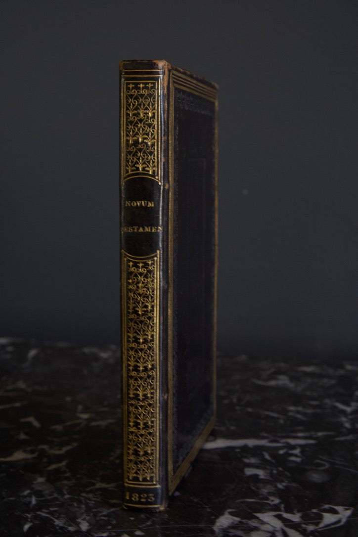 1823 Latin New Testament "Novum Testamentum Domini Nostri Jesu Christi" Full Leather Mini Sized Book