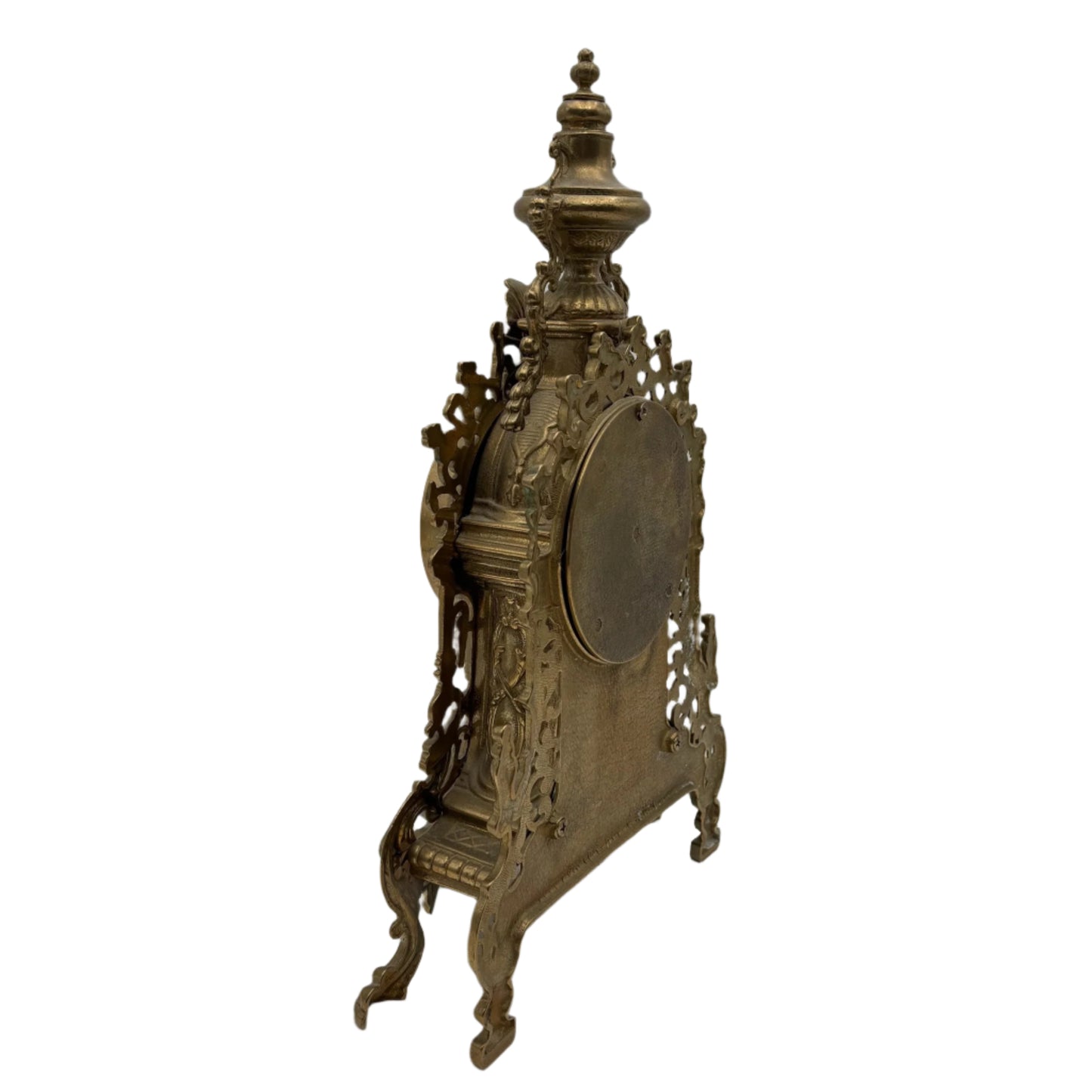 Ornate Vintage Rococo-Revival Gilt-Metal Mantel Clock
