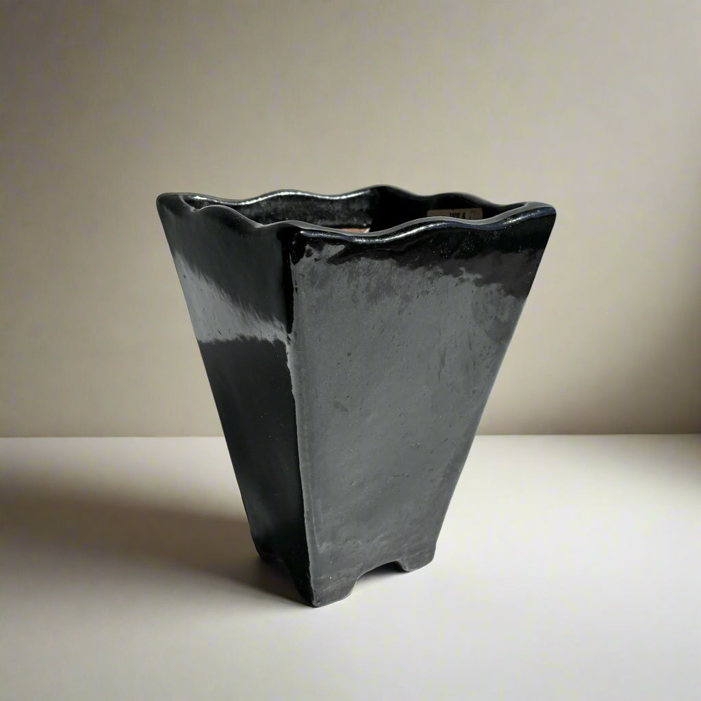 Vintage Tokoname Black-Glazed Bonsai Vase