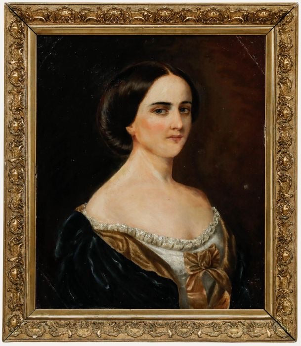 Antique Oil Portrait of a Fashionable Lady