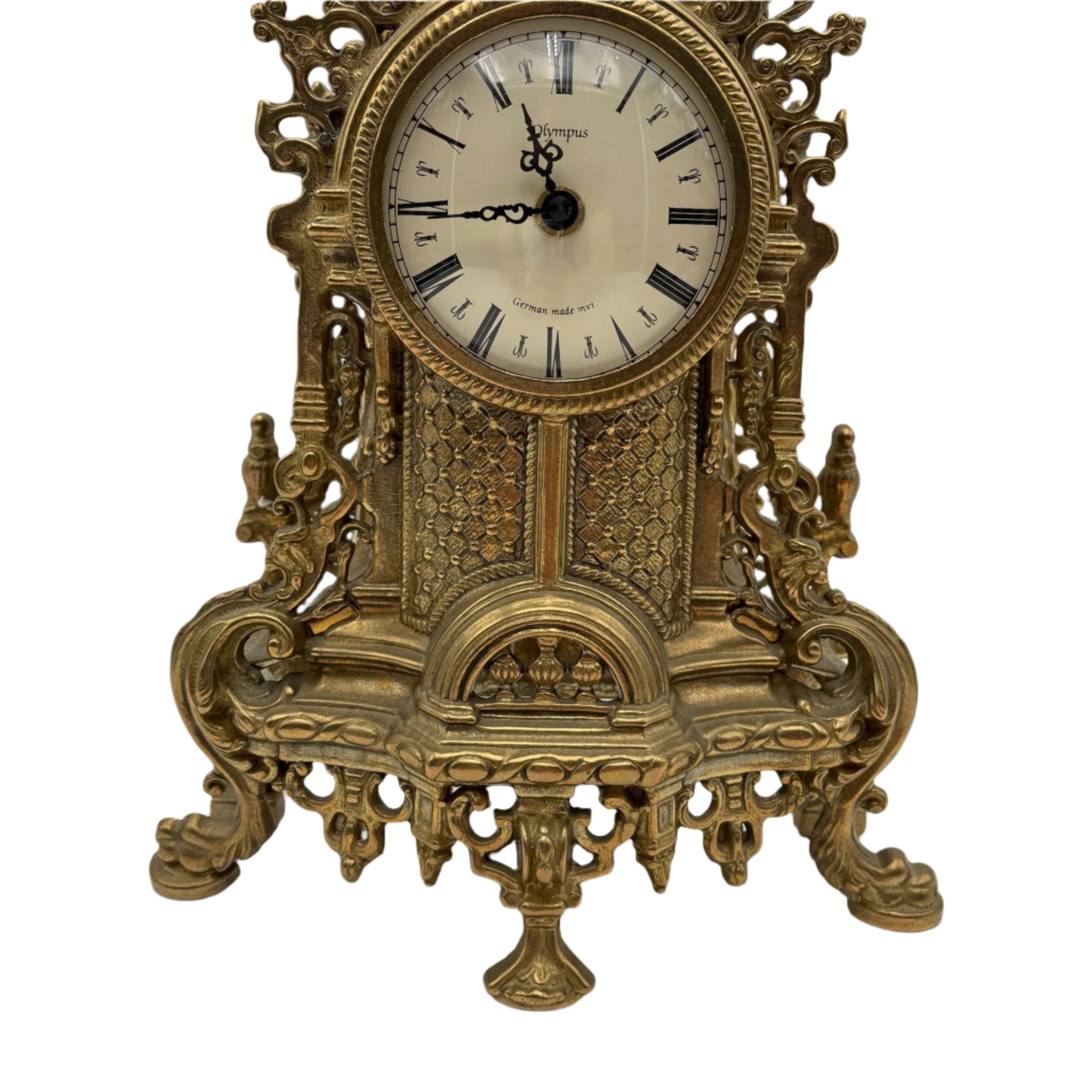 Ornate Vintage Rococo-Revival Gilt-Metal Mantel Clock