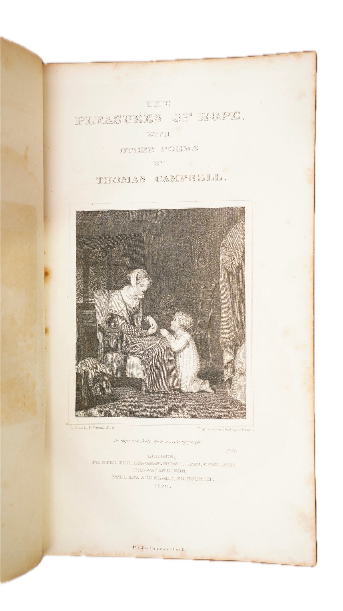 Antique 1822 Thomas Campbell Pleasures of Hope Full Calf Gilt Poetry