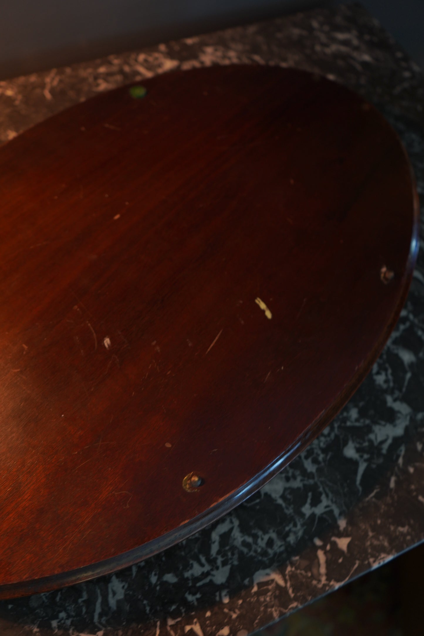 Edwardian Inlaid Mahogany Tray with Marquetry Urn Motif & Brass Handles, c.1900