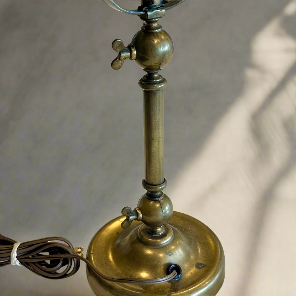 Vintage Patented Brass Helmet-Head Task Lamp – Early Industrial Desk Light
